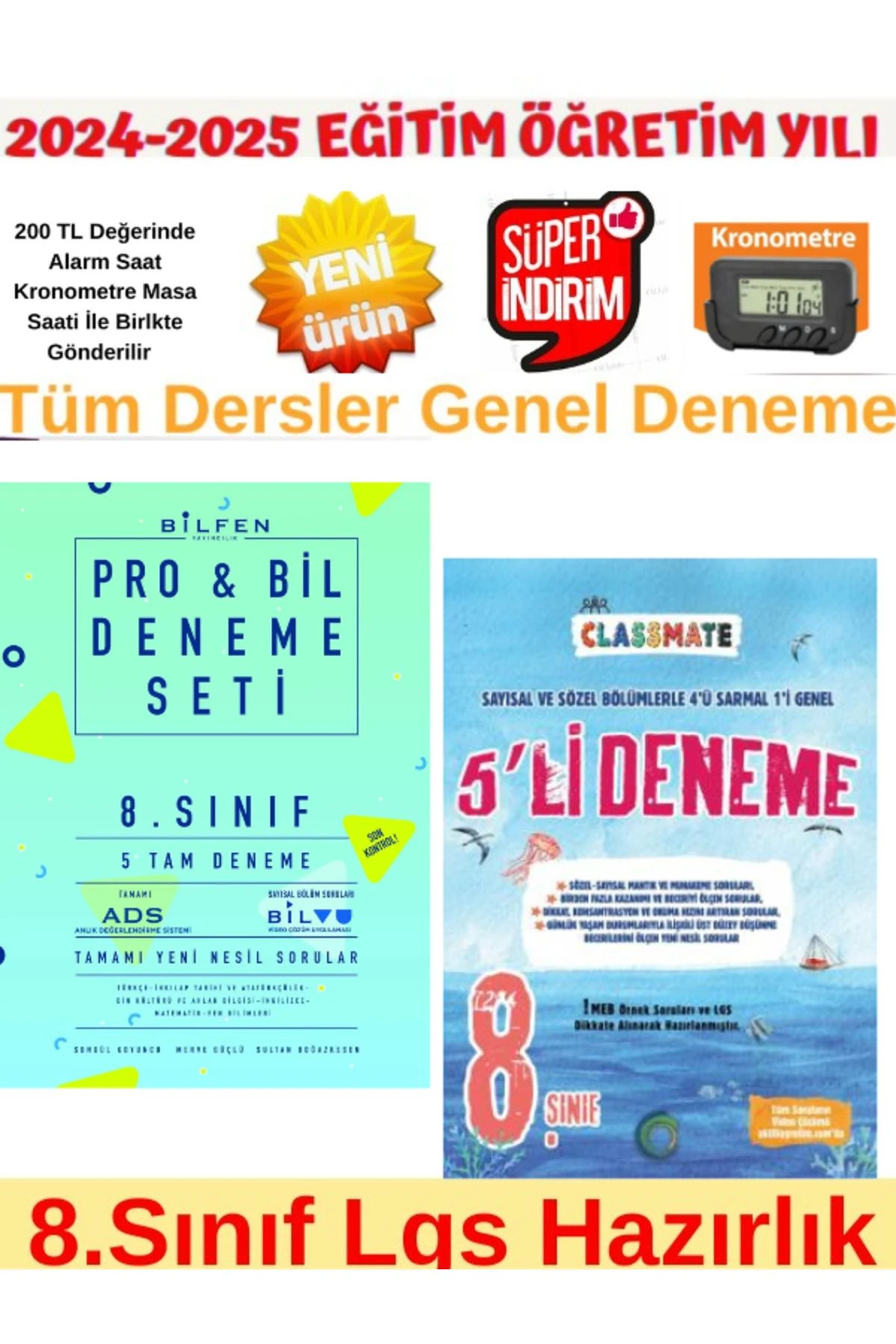 2025 8.Sınıf Lgs Probil 5 li Deneme+Okyanus 8.Sınıf Lgs Tüm Dersler 5Li Deneme+Kronometre