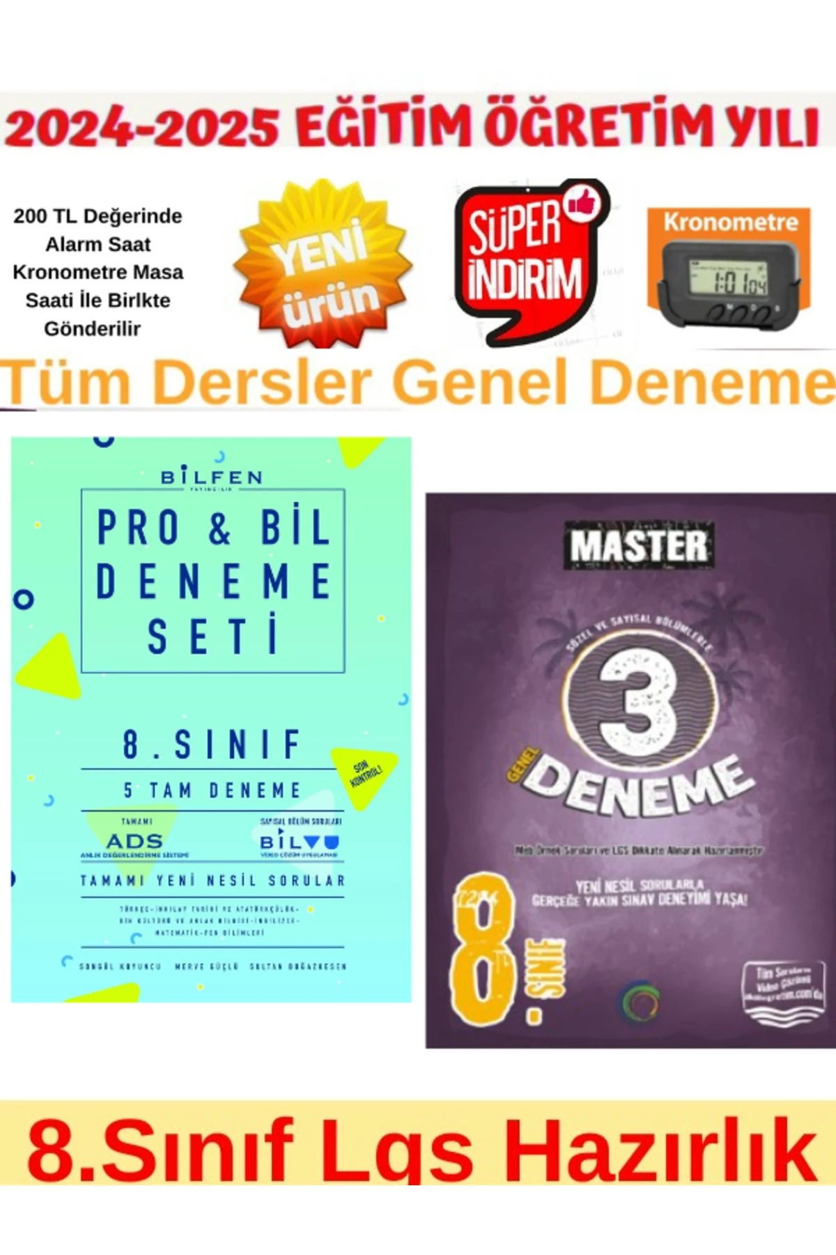 2025 8.Sınıf Lgs Probil 5 li Deneme+Okyanus Master 8.Sınıf Lgs Tüm Dersler 3lü Deneme+Kronometre