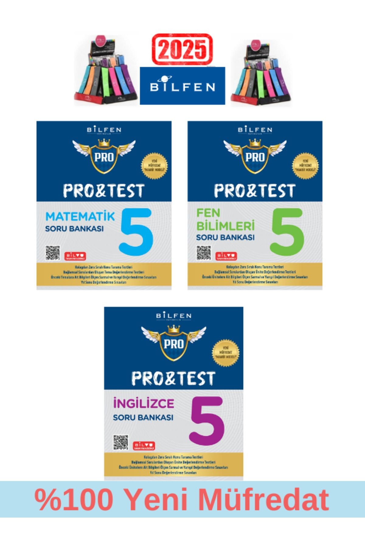 Güncel Protest 5.Sınıf %100 Yeni Matematik-Fen-İngilizce Soru Bankası Seti+Kalemlik