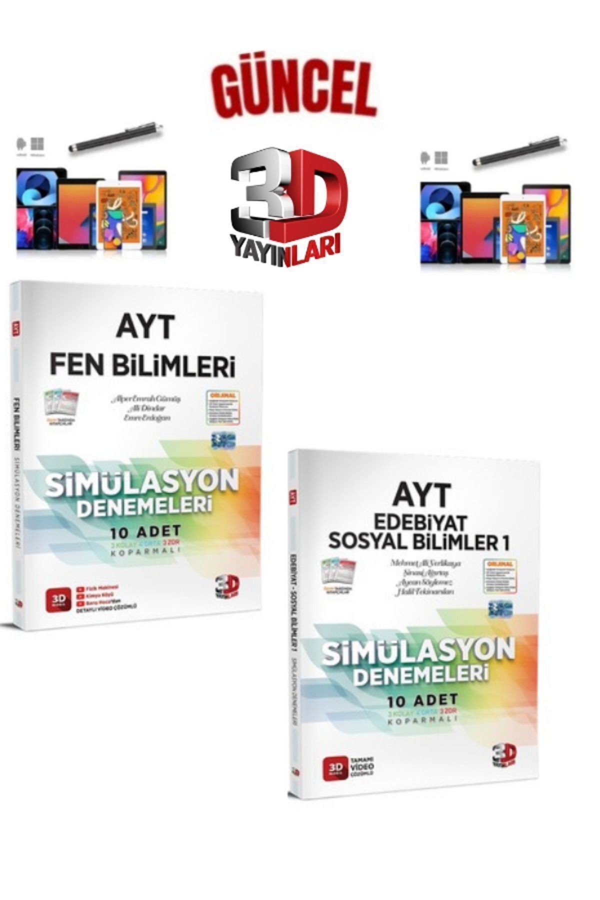 2025 3D Çözüm Ayt Fen Bilimleri-Ayt Edebiyat Sosyal1 20 Adet Koparmalı Deneme Seti+Kalem