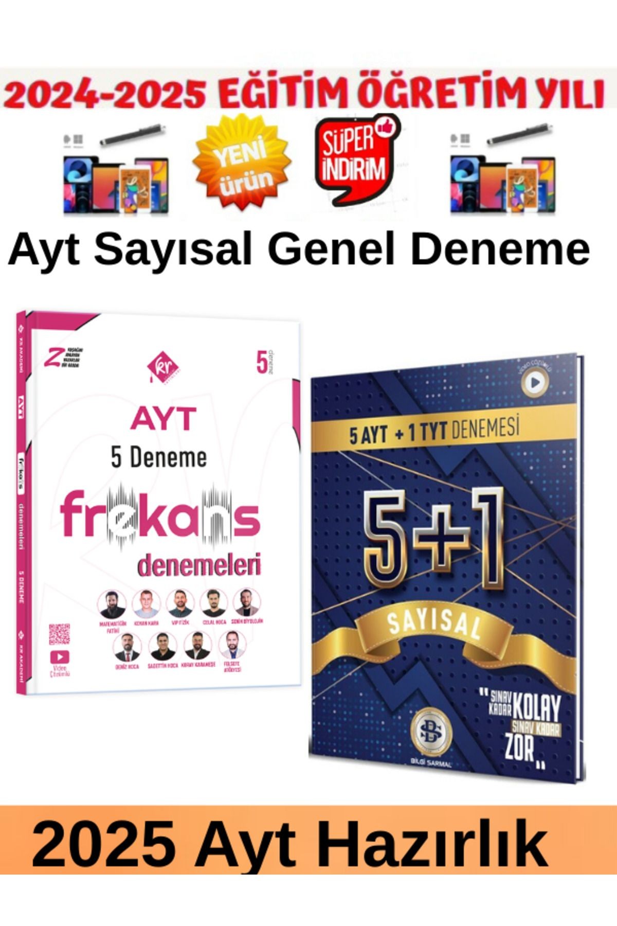 Kr Akademi Frekans Ayt Sayısal 5 Deneme+Bilgi Sarmal 2025 Ayt 5+1 Sayısal Deneme