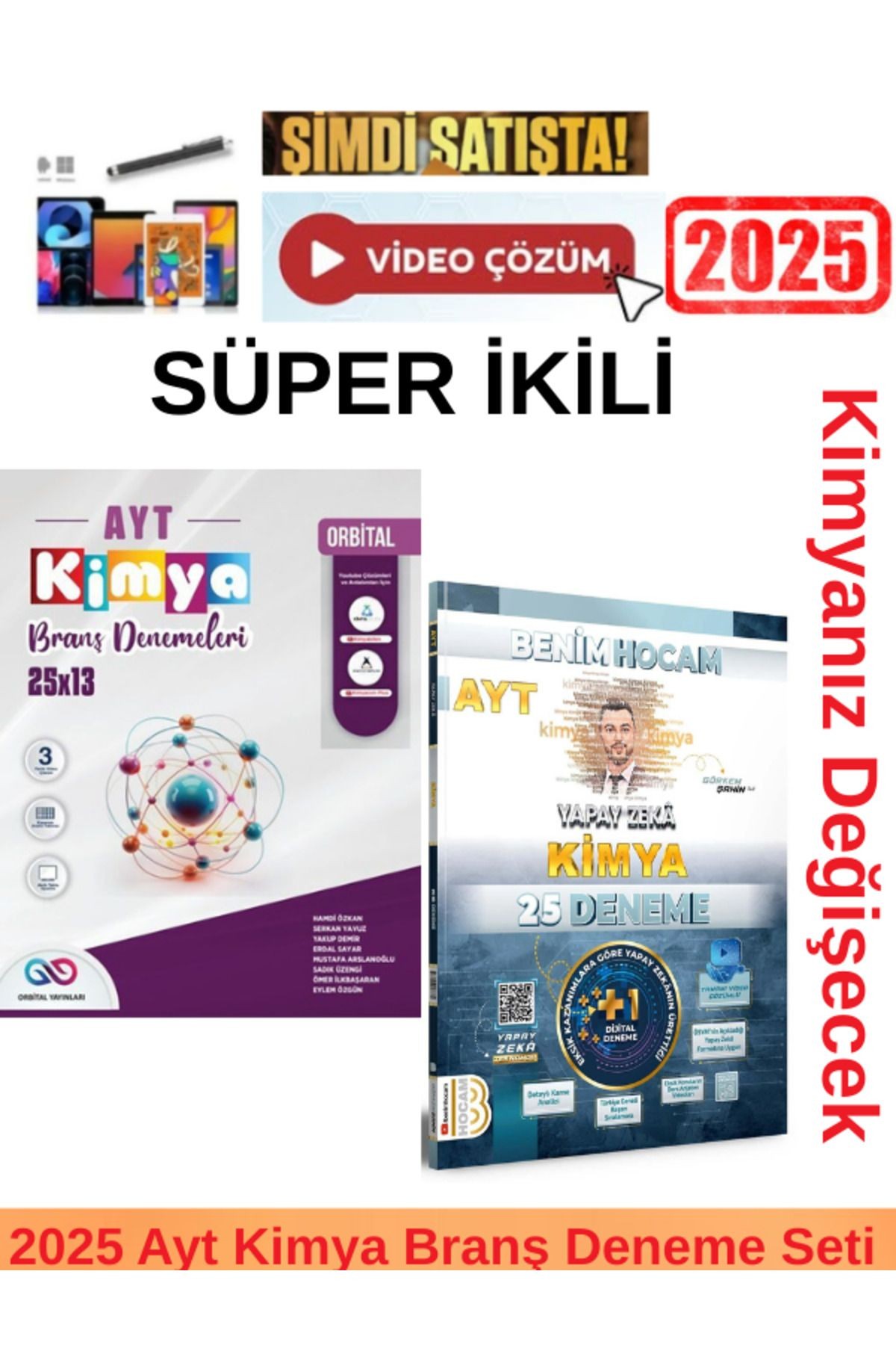 2025 Ayt Kimya 25x13 Branş Deneme+Benim Hocam Ayt Yapay Zeka Kimya 25 Deneme Seti+ Kalem
