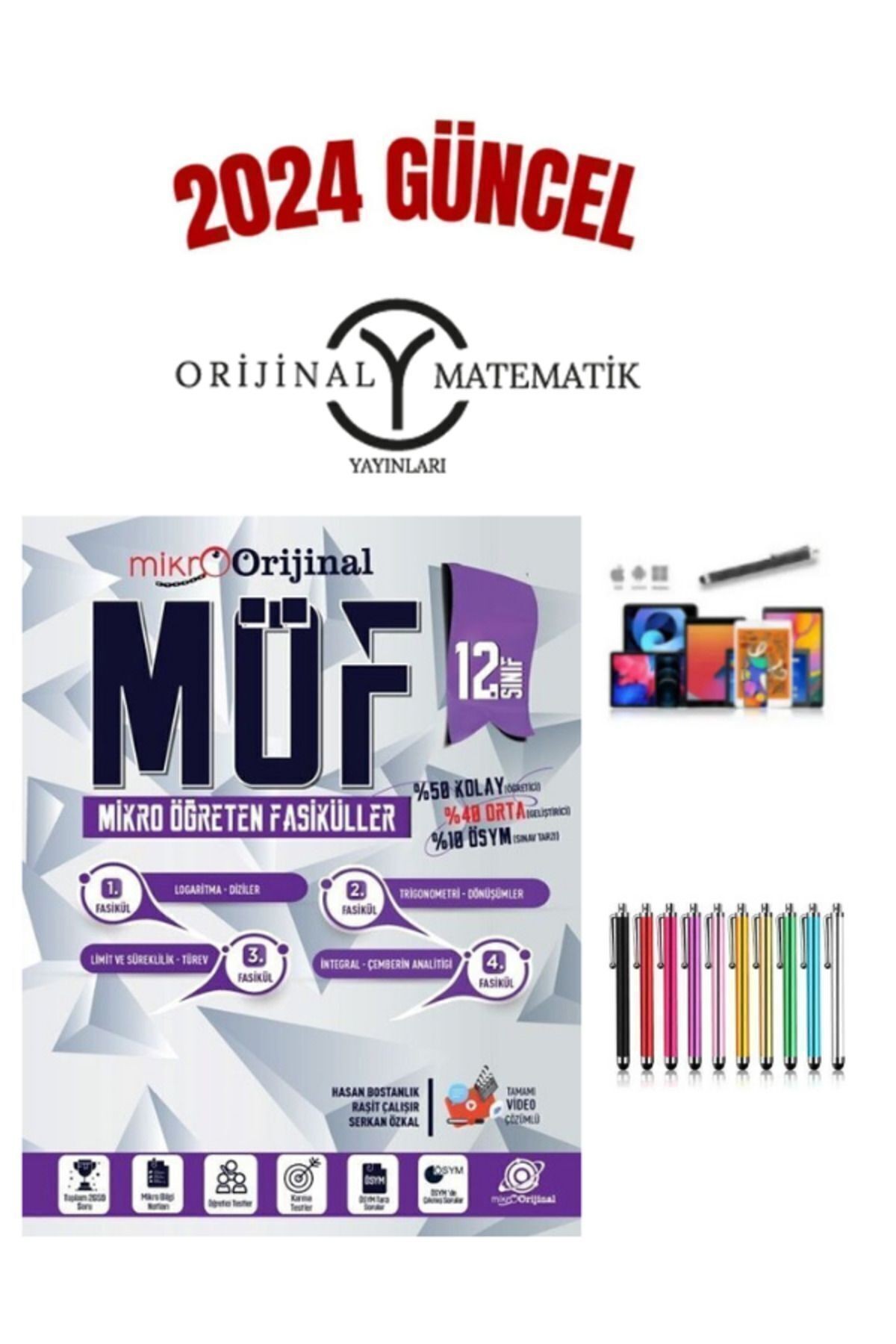 2024 MikroOrijinal Matematik 12.Sınıf (%50 Kolay%50 Orta10 Ösym)MÖK KonuAnlatımlı Fasikül+Kalem
