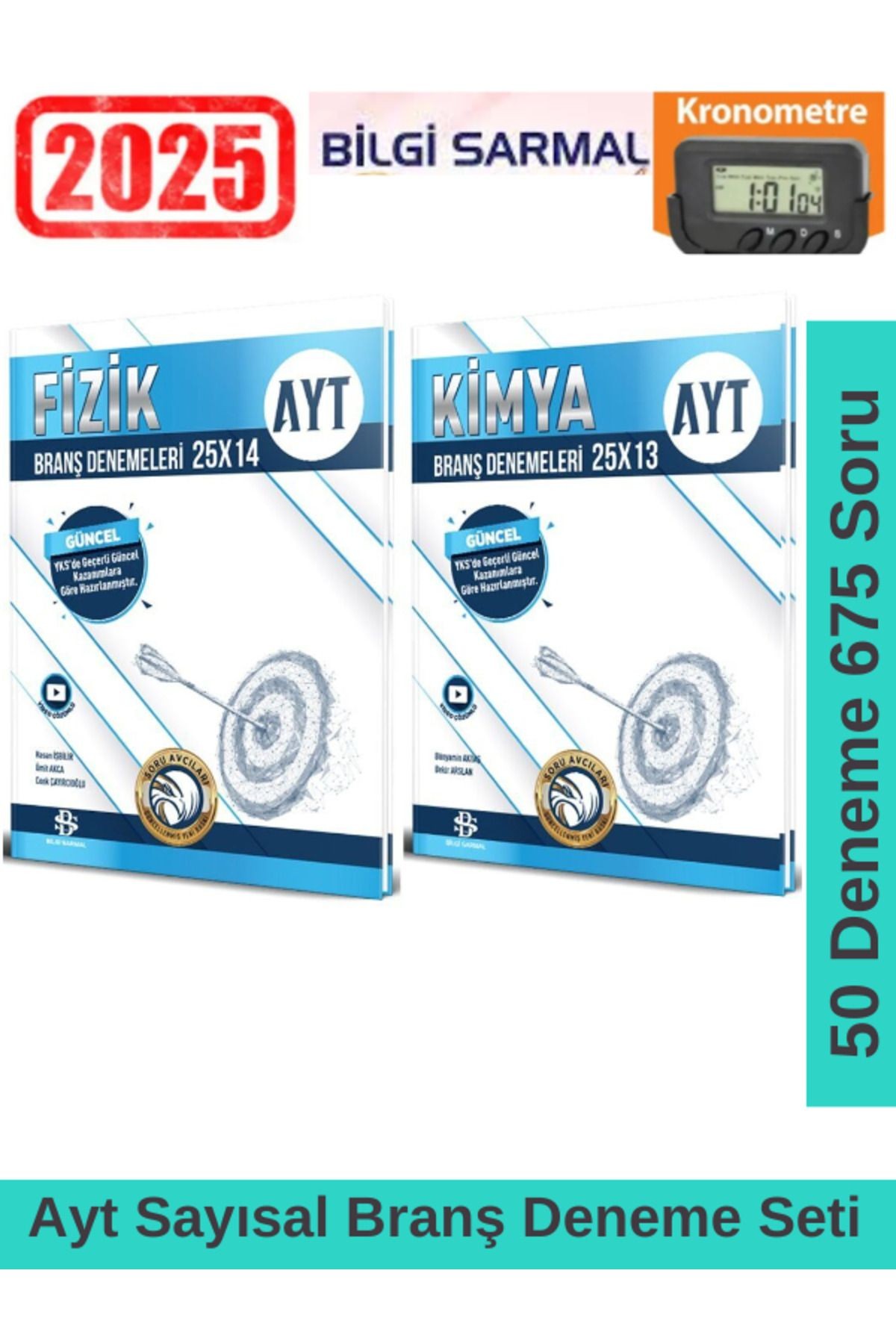 2025 Ayt Fizik 25x14-Kimya 25x13 Branş Deneme Seti+Kronometre