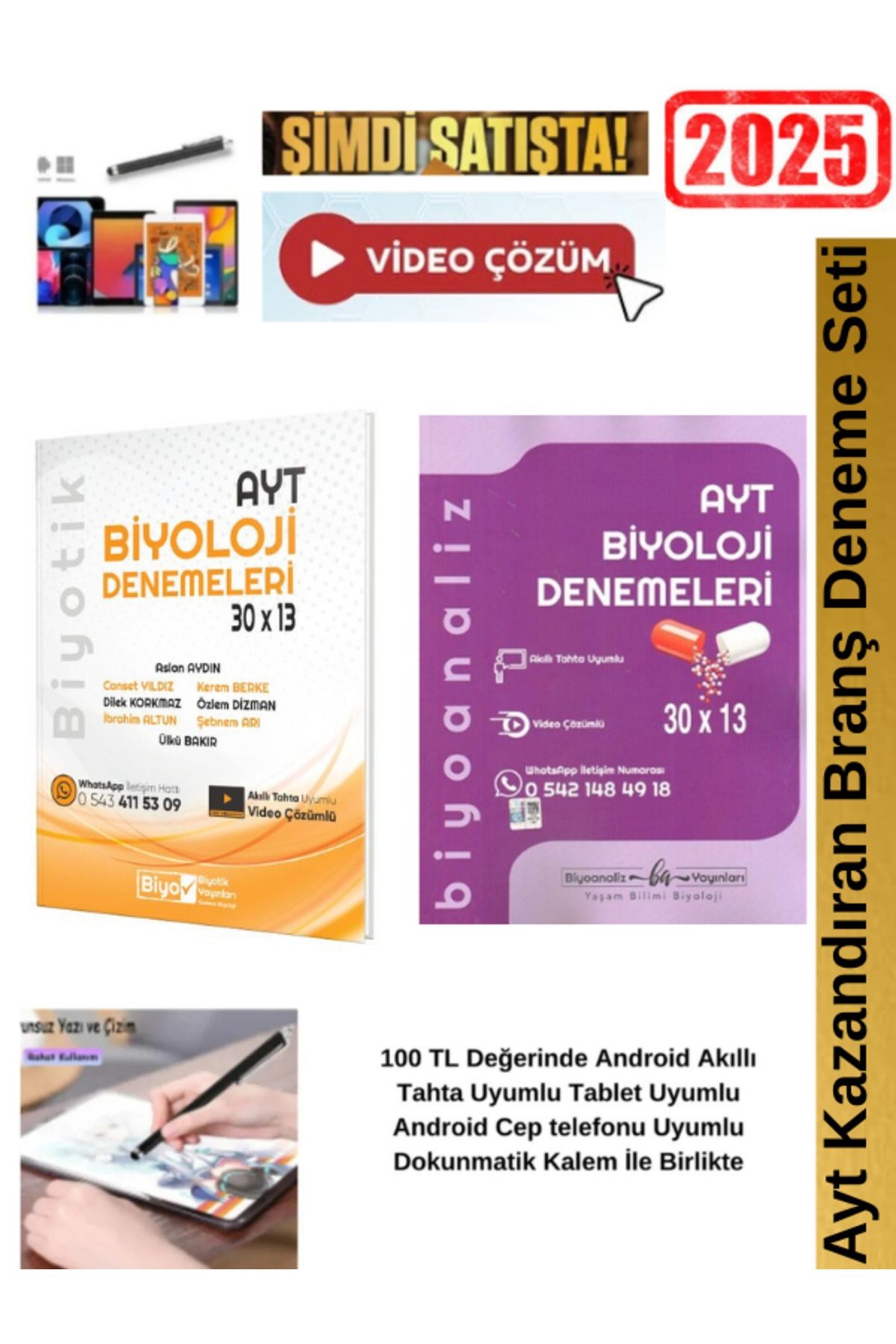 Ayt Biyoloji 30x13 Branş Deneme+Biyoanaliz Ayt Biyoloji 30x13 lü  Deneme Seti+Kalem