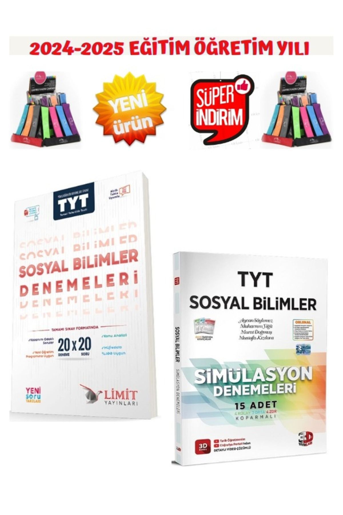 Limit 2025 Tyt Sosyal Bilimler 20x20 Deneme+3D Simulasyon 2025 TYT Sosyal 15 Deneme+Kalemlik