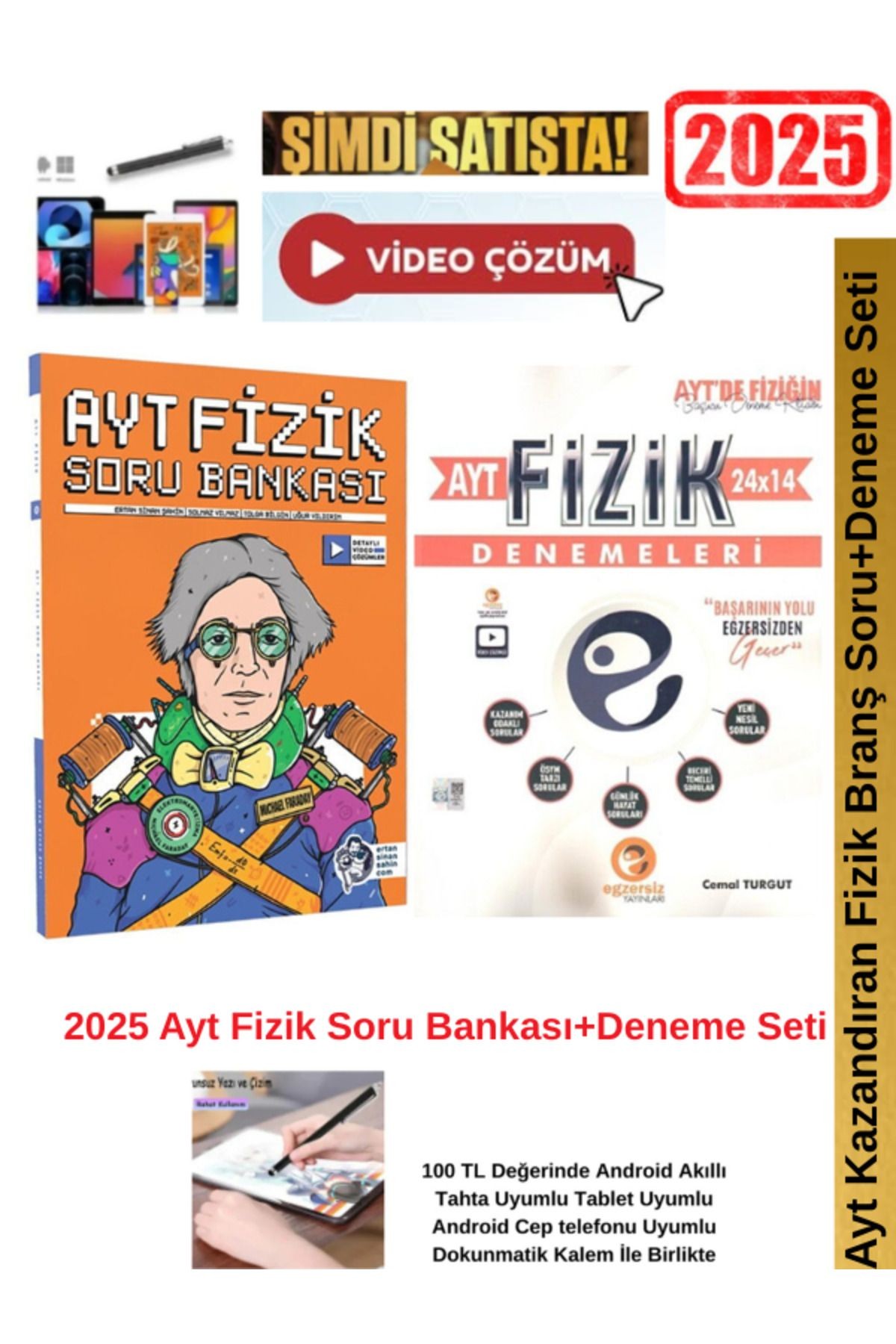 Ertan Sinan Şahin 2025 Ayt Fizik Soru Bankası+Egzersiz AYT Fizik 24x14 Deneme Seti+AndroidKalem