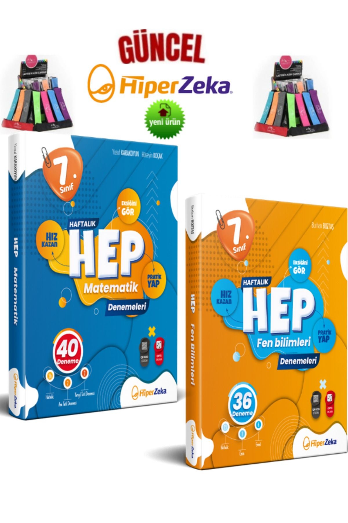 Güncel 7.Sınıf Hep Haftalık Matematik 40 Adet Deneme+Fen 36 Adet Deneme Seti+Kalemlik