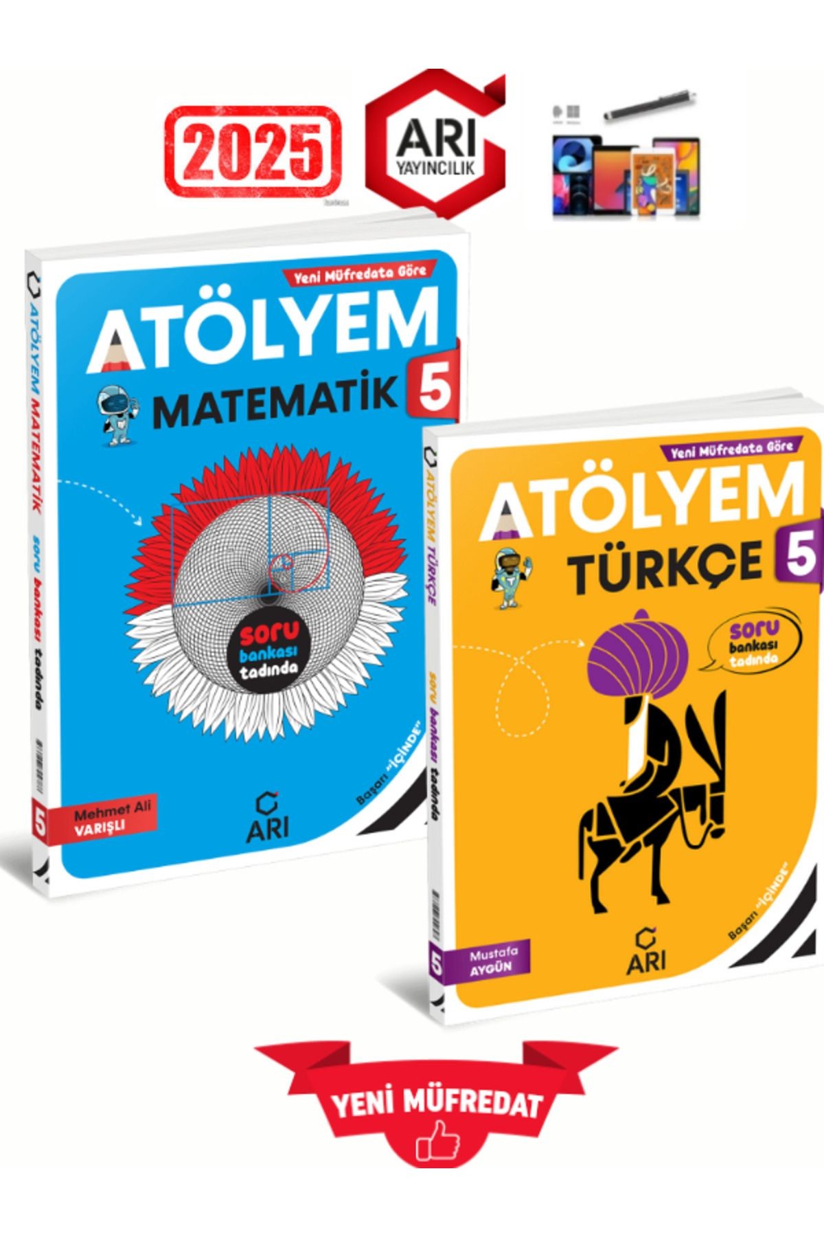 Arı Yayıncılık 2025 5.Sınıf Atölyem Matematik-Türkçe %100 Yeni Konu Özetli Soru Bankası+Kalem