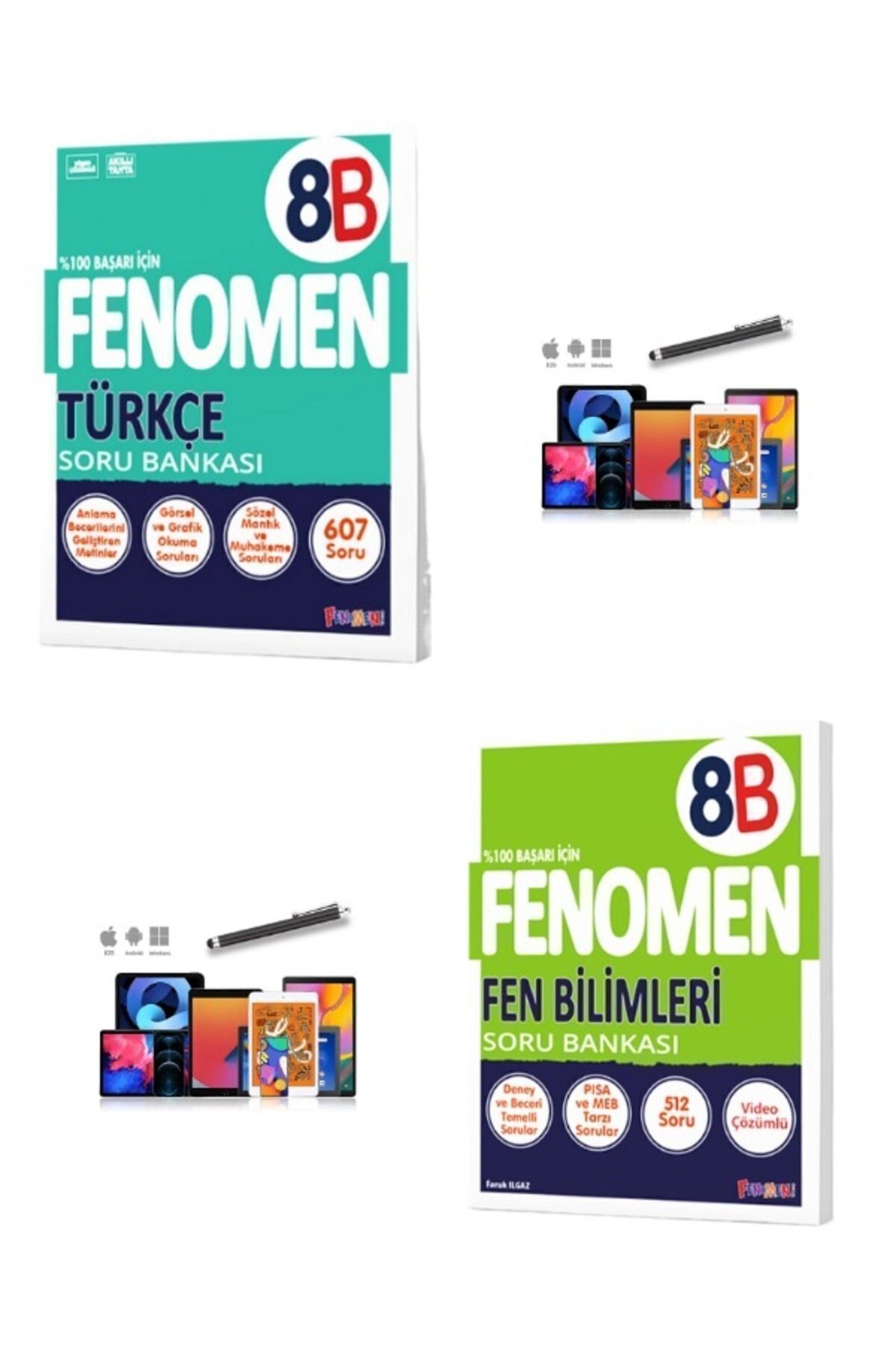 2024 Kurmay 8.Sınıf Fen Bilimleri-Türkçe 8B-8B(607 Soru-512 Soru) Soru Bankası Seti+Kalem