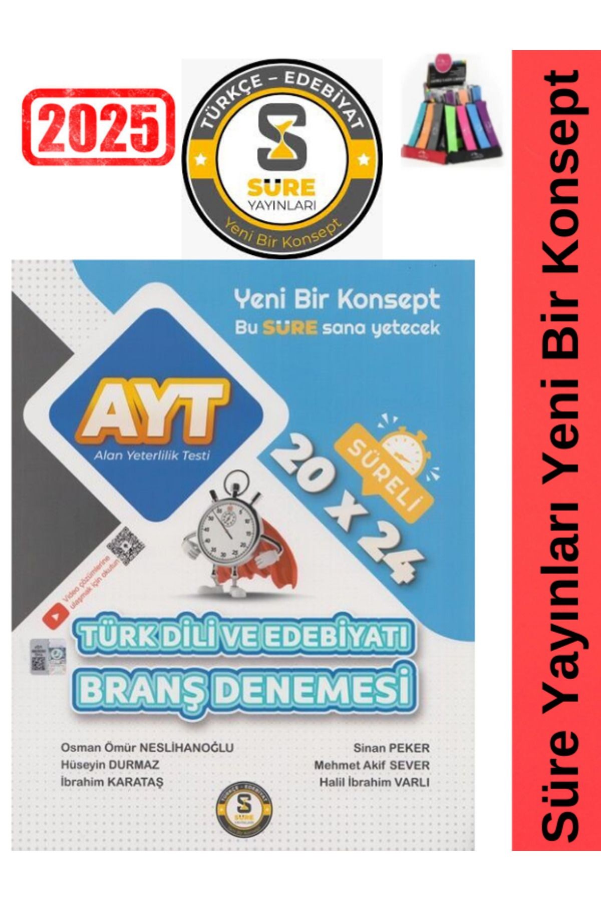 Süre Yayınları 2025 Ayt Edebiyat Süreli 20x24 Video Çözümlü Branş Denemesi+Kalemlik
