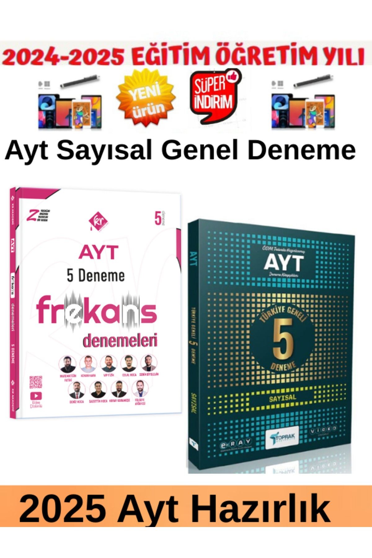 Kr Akademi Frekans Ayt Sayısal 5 Deneme+Toprak Türkiye Geneli Ayt Sayısal 5+1Deneme+Android Kalem