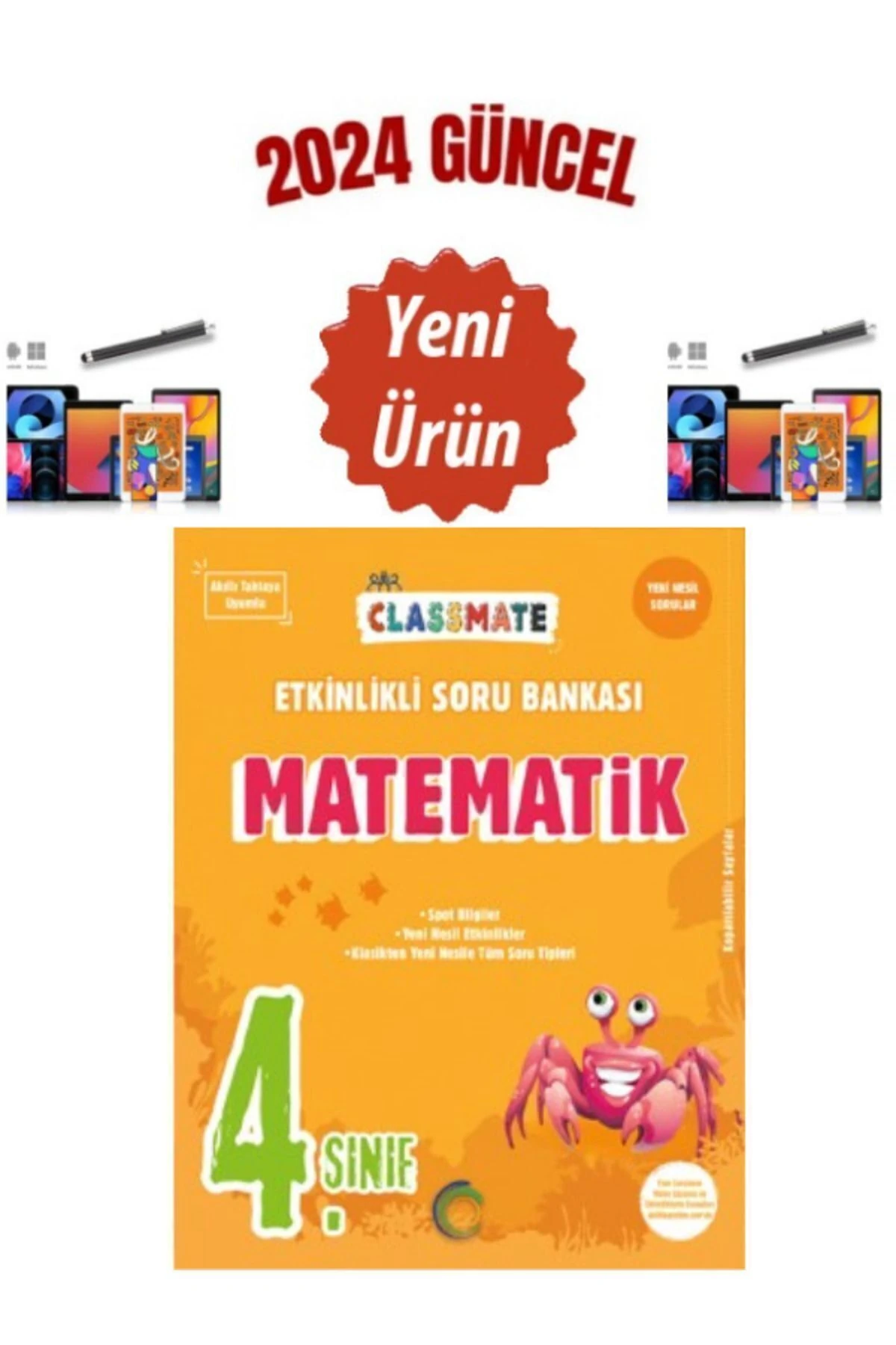 Okyanus Güncel 4.Sınıf Classmate Matematik Etkinlikli Soru Bankası+Dokunmatik Kalem