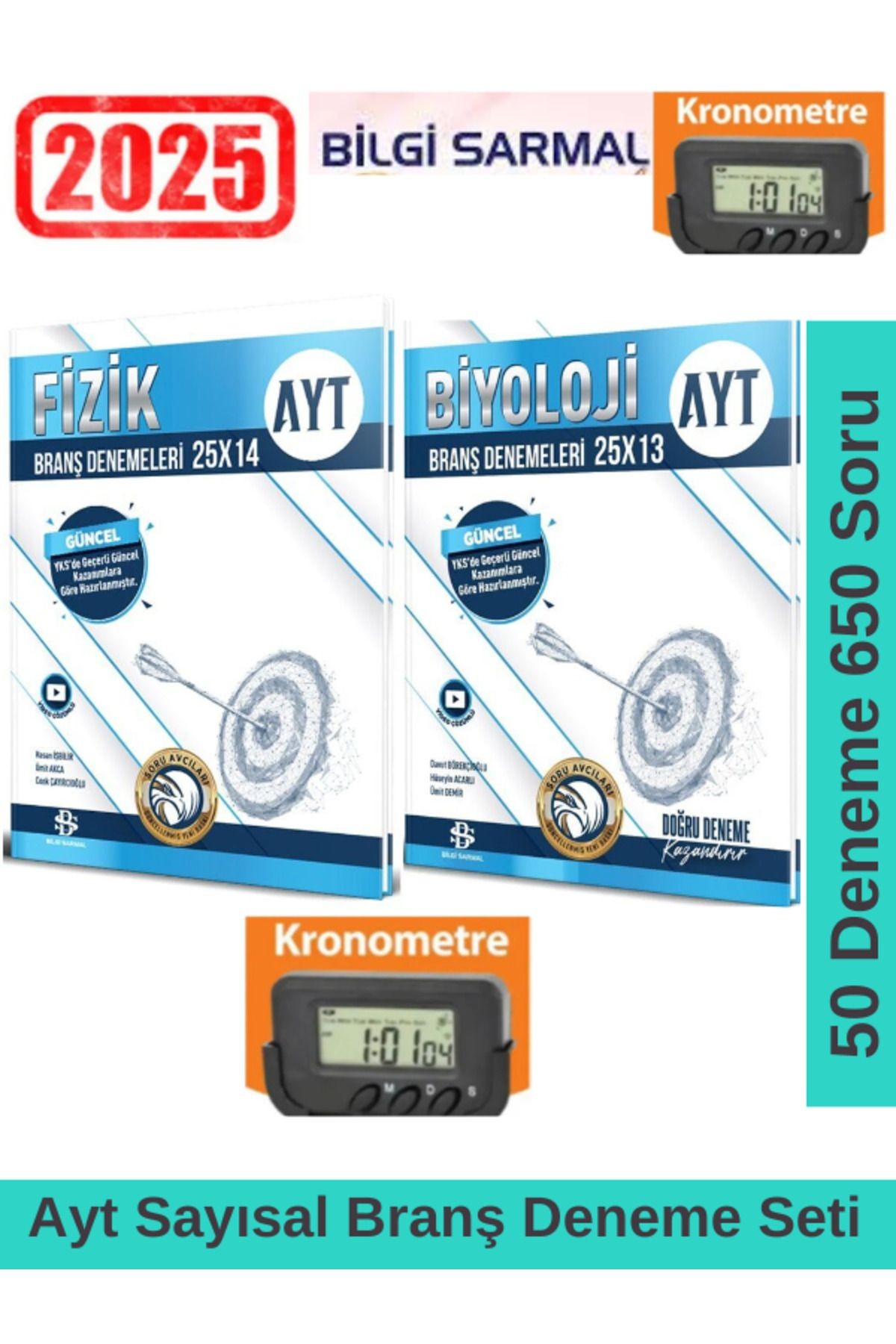 2025 Ayt Fizik 25x14-Biyoloji 25x13 Branş Deneme Seti+Kronometre