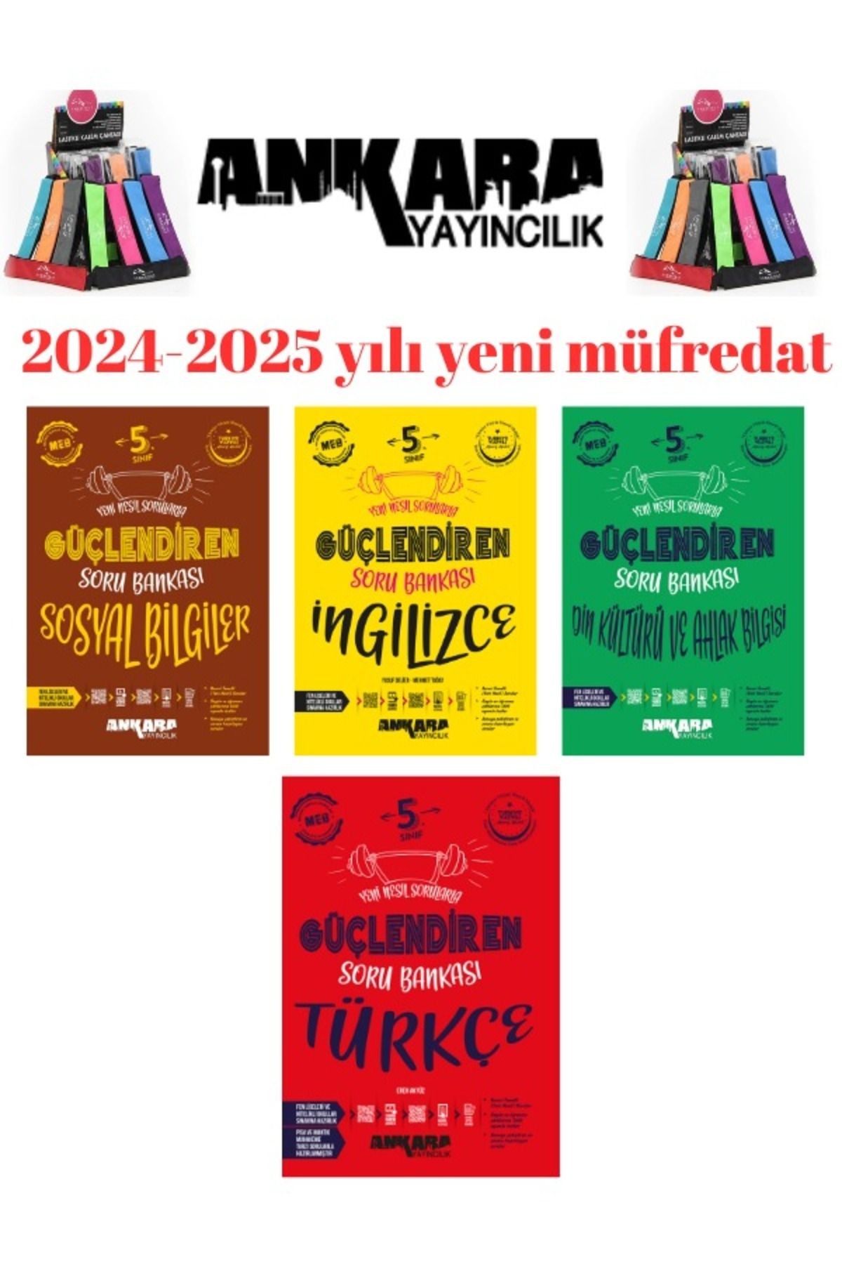 2025 5.Sınıf Türkçe-İngilizce-Din Kültürü-Sosyal  %100 Yeni Müfredat Soru Bankası+Kalemlik