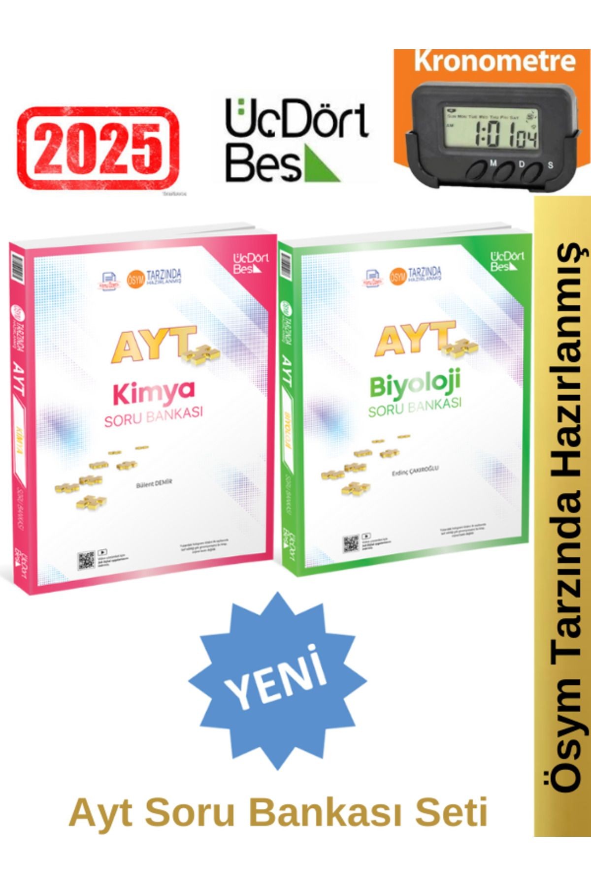 2025 Ayt Kimya-Biyoloji Video Çözümlü Soru Bankası Seti(2 Kitap)Yeni Ürün+Kronometre