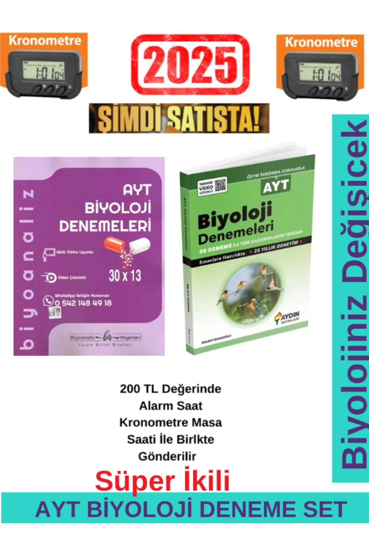 Biyoanaliz 2025 AYT Biyoloji 30x13 Denemeleri+Aydın Ayt Biyoloji 30 Branş Deneme+Kronometre