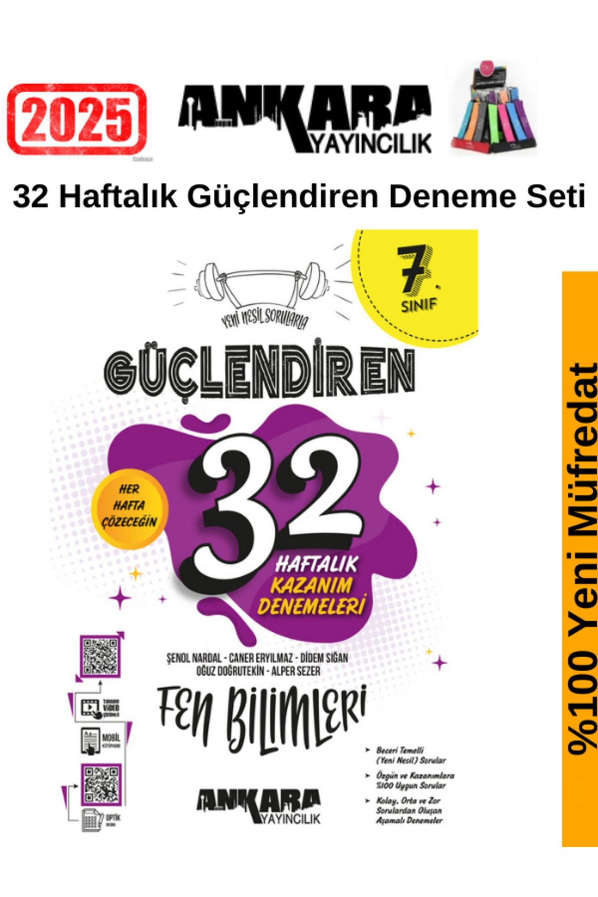 Güncel 2025 7.Sınıf Güçlendiren Fen 32 Hafta Video Çözümlü Deneme Seti+Kalemlik