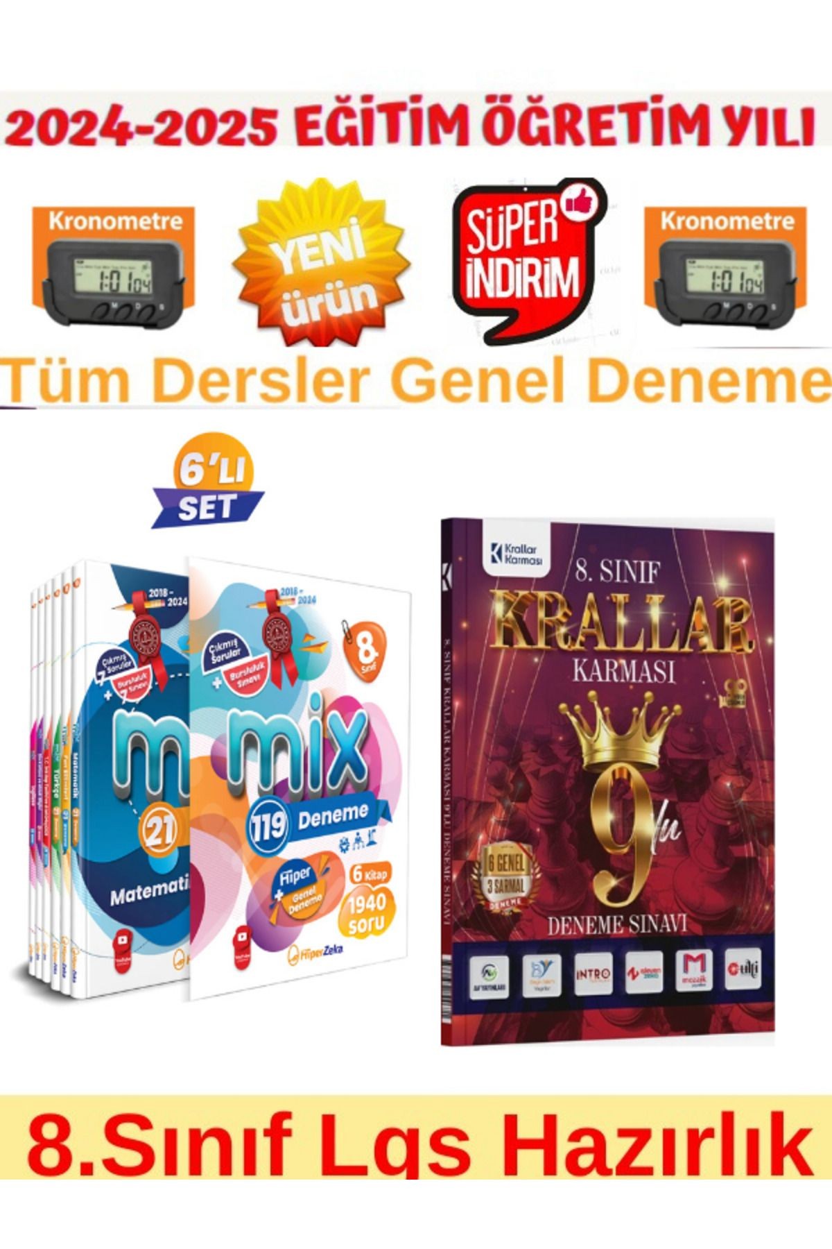 2025 8.Sınıf Mix 119 Deneme+Krallar Karması 8.Sınıf Lgs Genel 9 lu Deneme+Kronometre