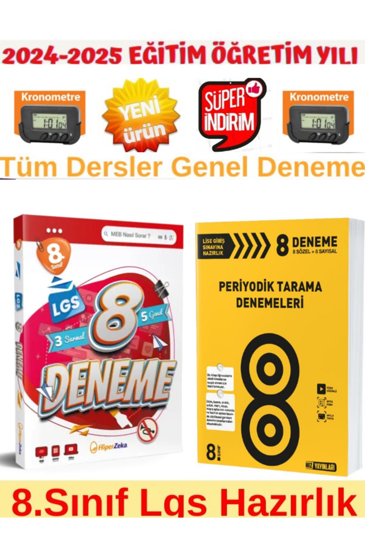 2025 8.Sınıf Lgs Tüm Dersler 3+5 Deneme+Hız 2025 8.Sınıf Periyodik 8 Tarama Deneme+kronometre