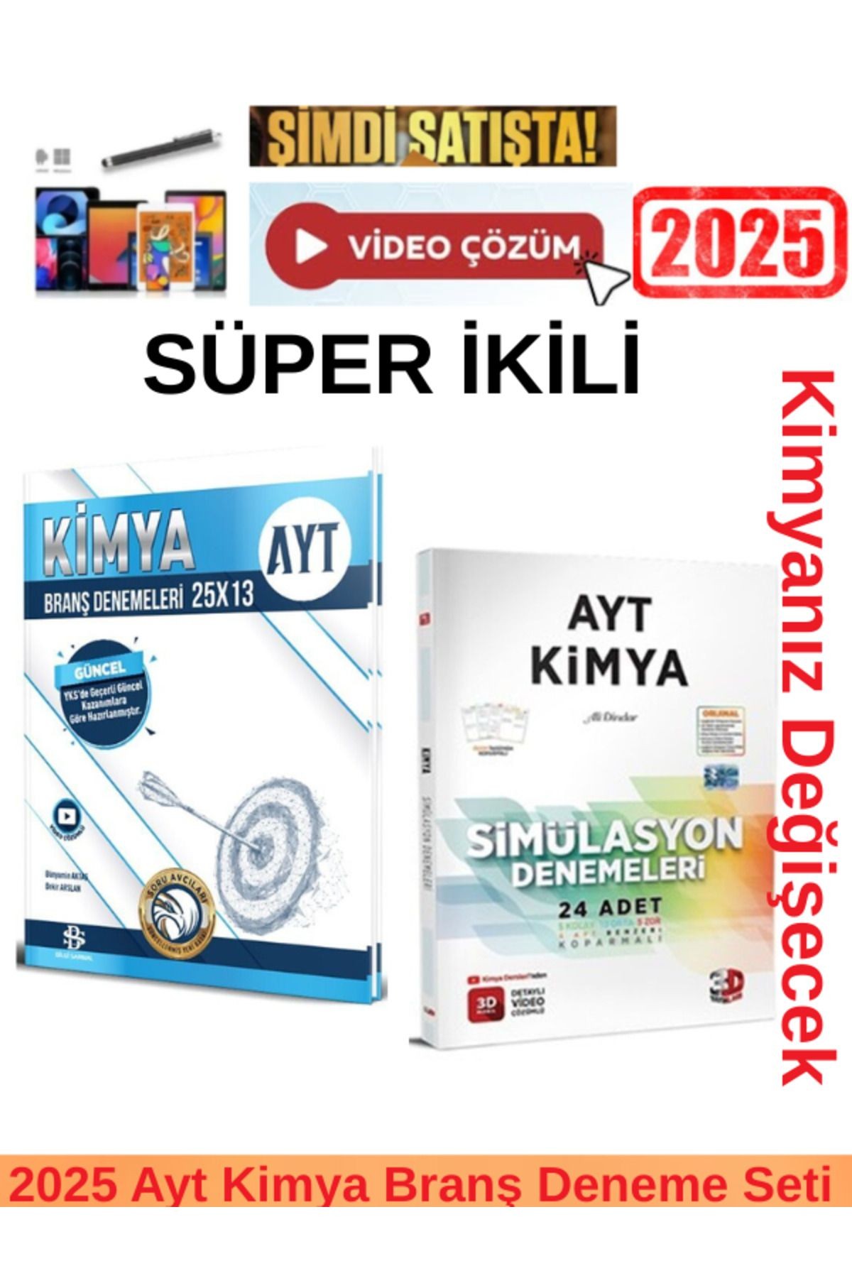 2025 Ayt Kimya 25x13 Branş Deneme +3d Ayt Kimya 24 lü Branş Deneme +Android Kalem