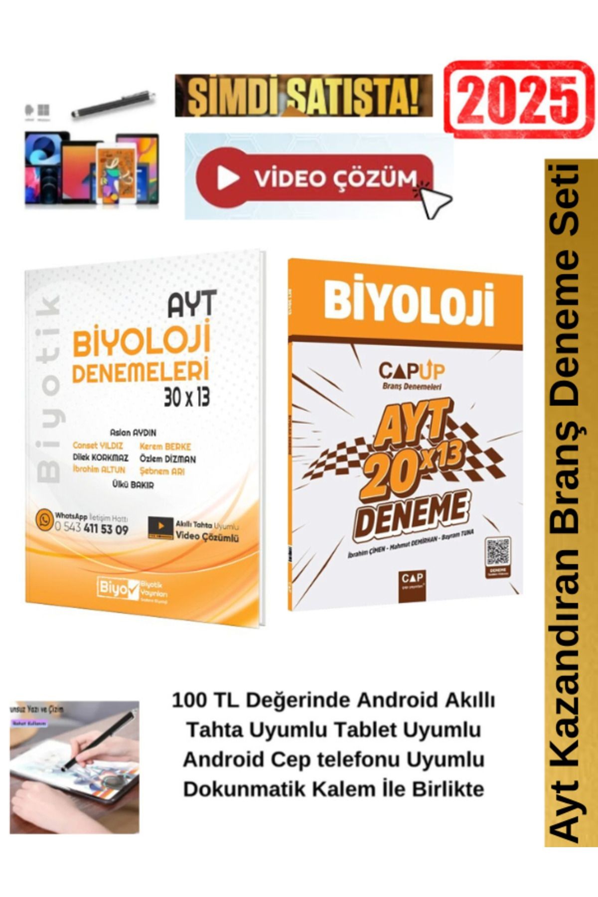 Ayt Biyoloji 30x13 Branş Deneme+Çap Ayt Biyoloji 20x13 Deneme Seti+Android Kalem