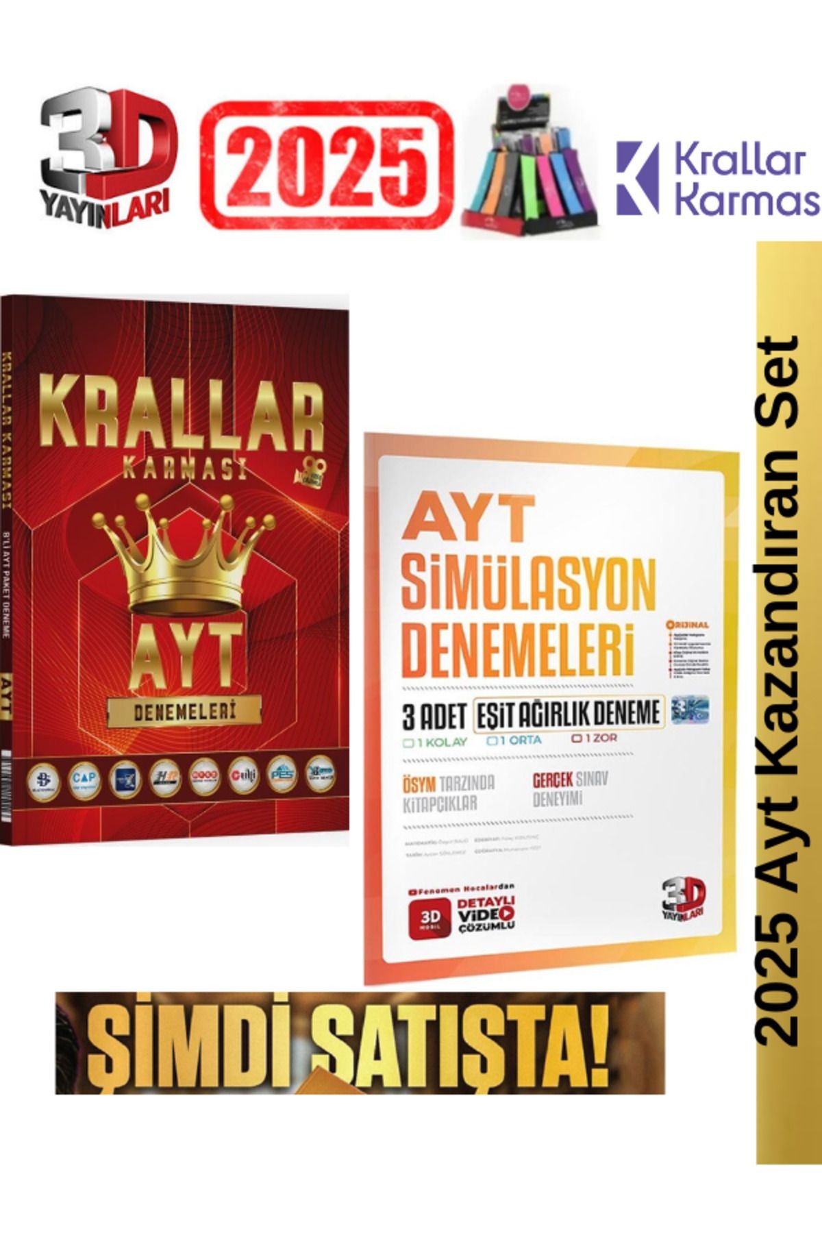 Krallar Karması 2025 Ayt 8  Deneme+3D Ayt Sayısal 3+Eşit Ağırlık 3 Deneme Seti+Kalemlik