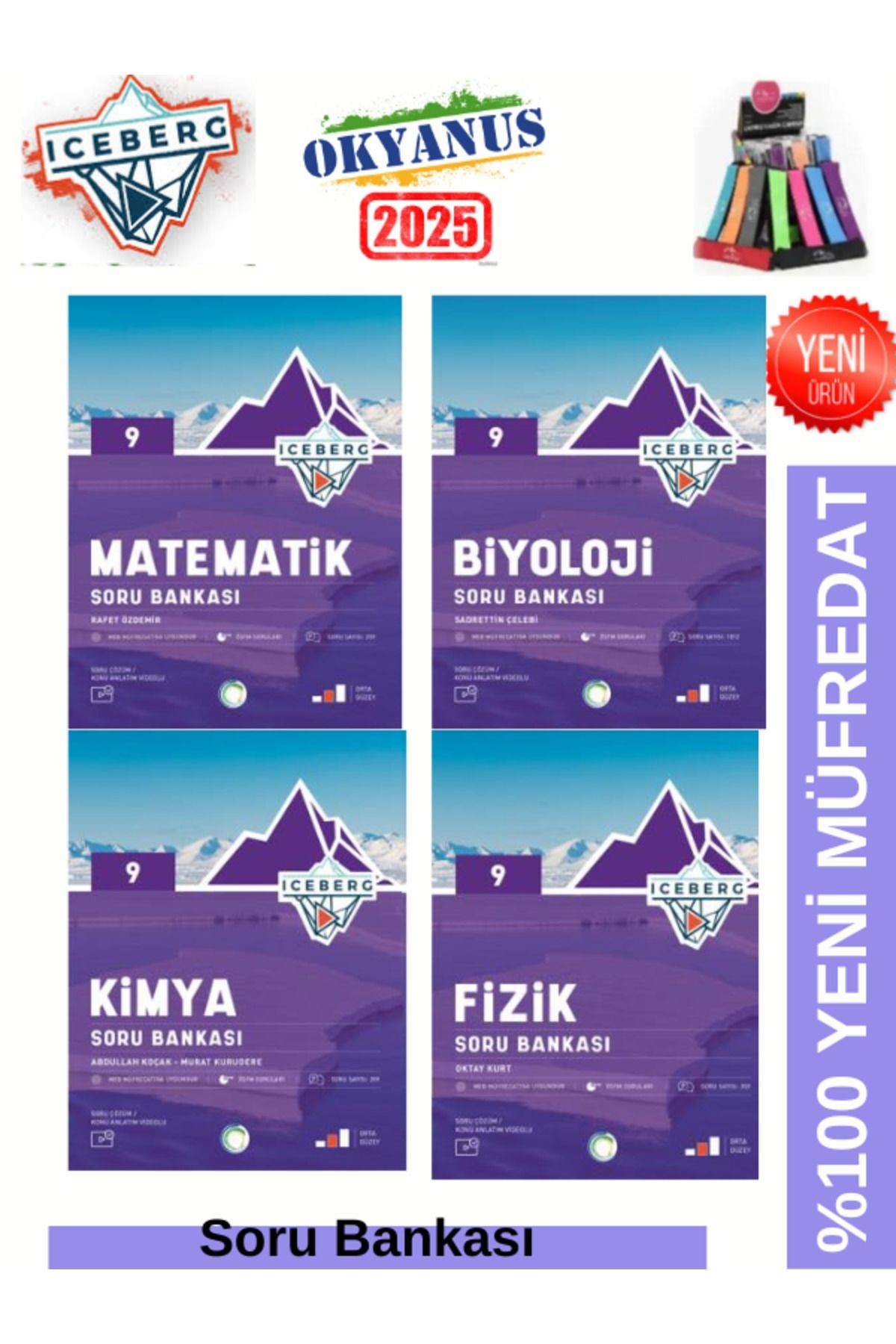2025 9.Sınıf Iceberg Matematik-Fizik-Kimya-Biyoloji %100 Yeni Soru Bankası Seti+Kalemlik