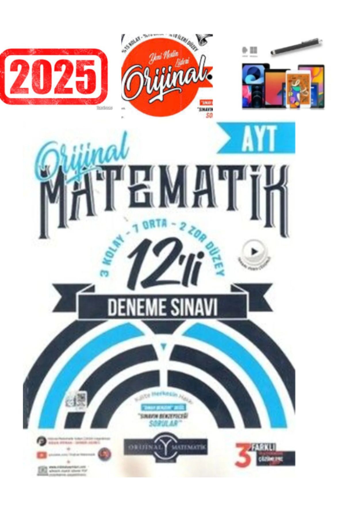 2025 Ayt Orijinal Matematik Video Çözümlü 12 Deneme+Dokunmatik Kalem