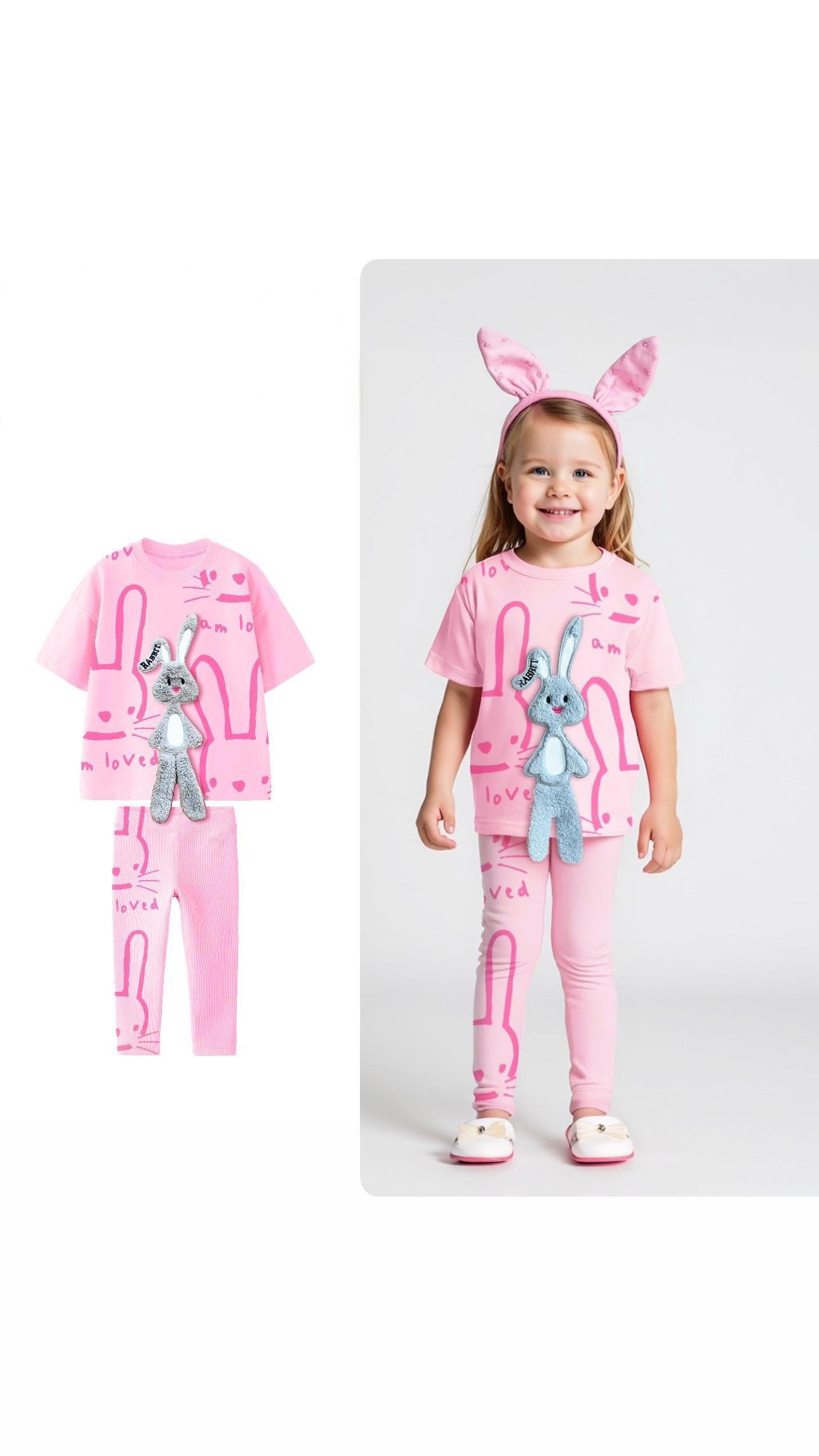 Bunny Bun 3D Nakışlı Kız Çocuk Takım