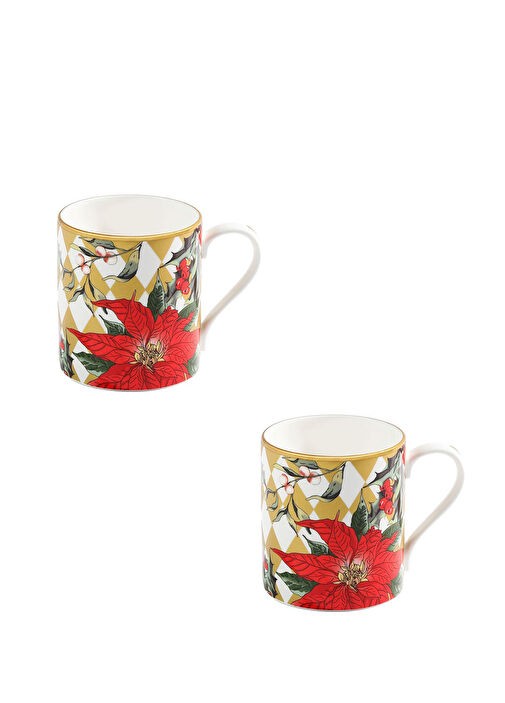 Parterre Gold with Poinsettia - Mug Set - New