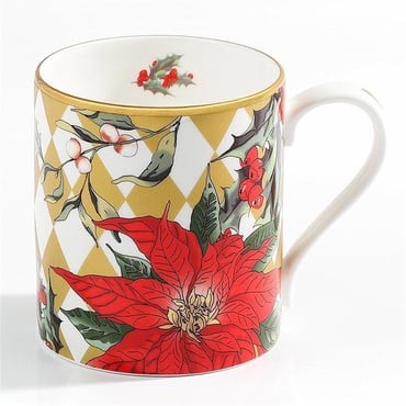 Parterre Gold with Poinsettia - Mug Set - New