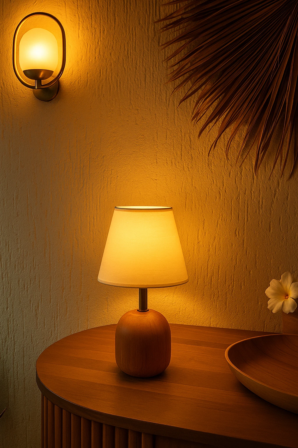 Ahşap Ayaklı Kumaş Silindir Başlı Modern Abajur Mitra