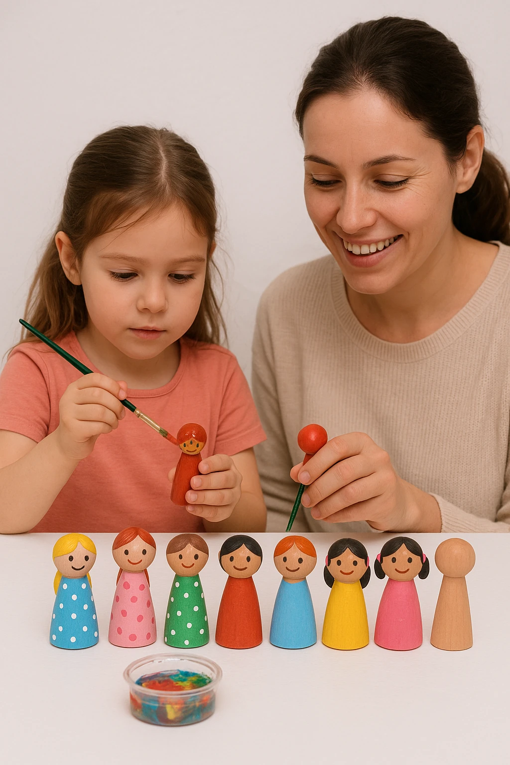 Ahşap El Yapımı 10'li Peg Bebekler