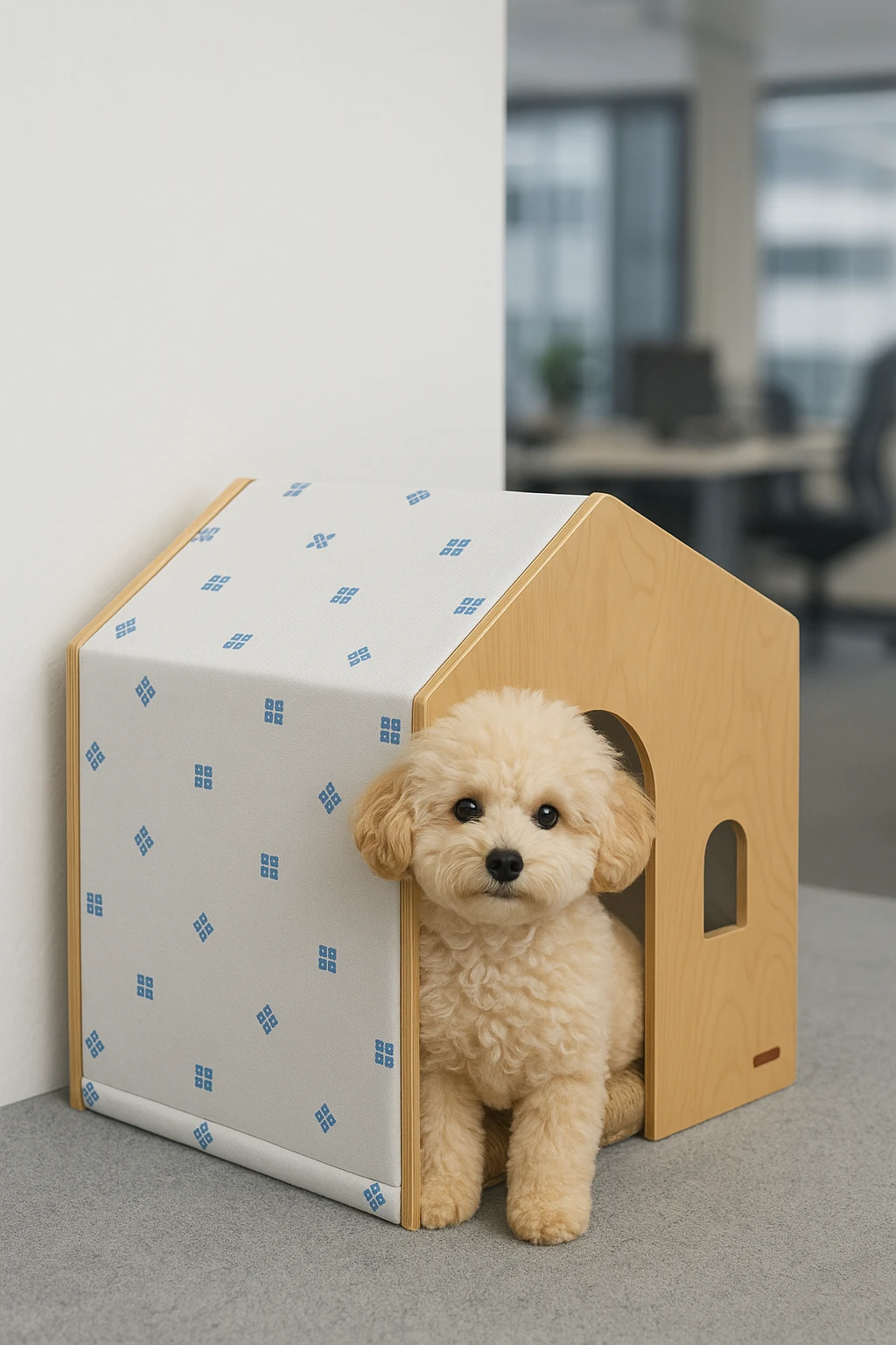 Demonte Ahşap Hava Alabilen Değiştirilebilir Kumaş Kedi ve Köpek Evi Mavi