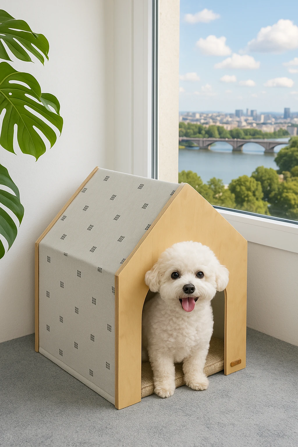 Demonte Ahşap Hava Alabilen Kedi ve Köpek Evi Gri