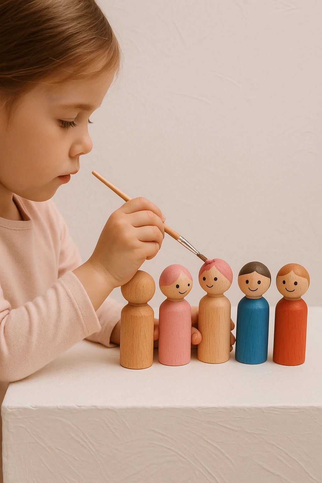 Ahşap El Yapımı 5'li Peg Bebekler