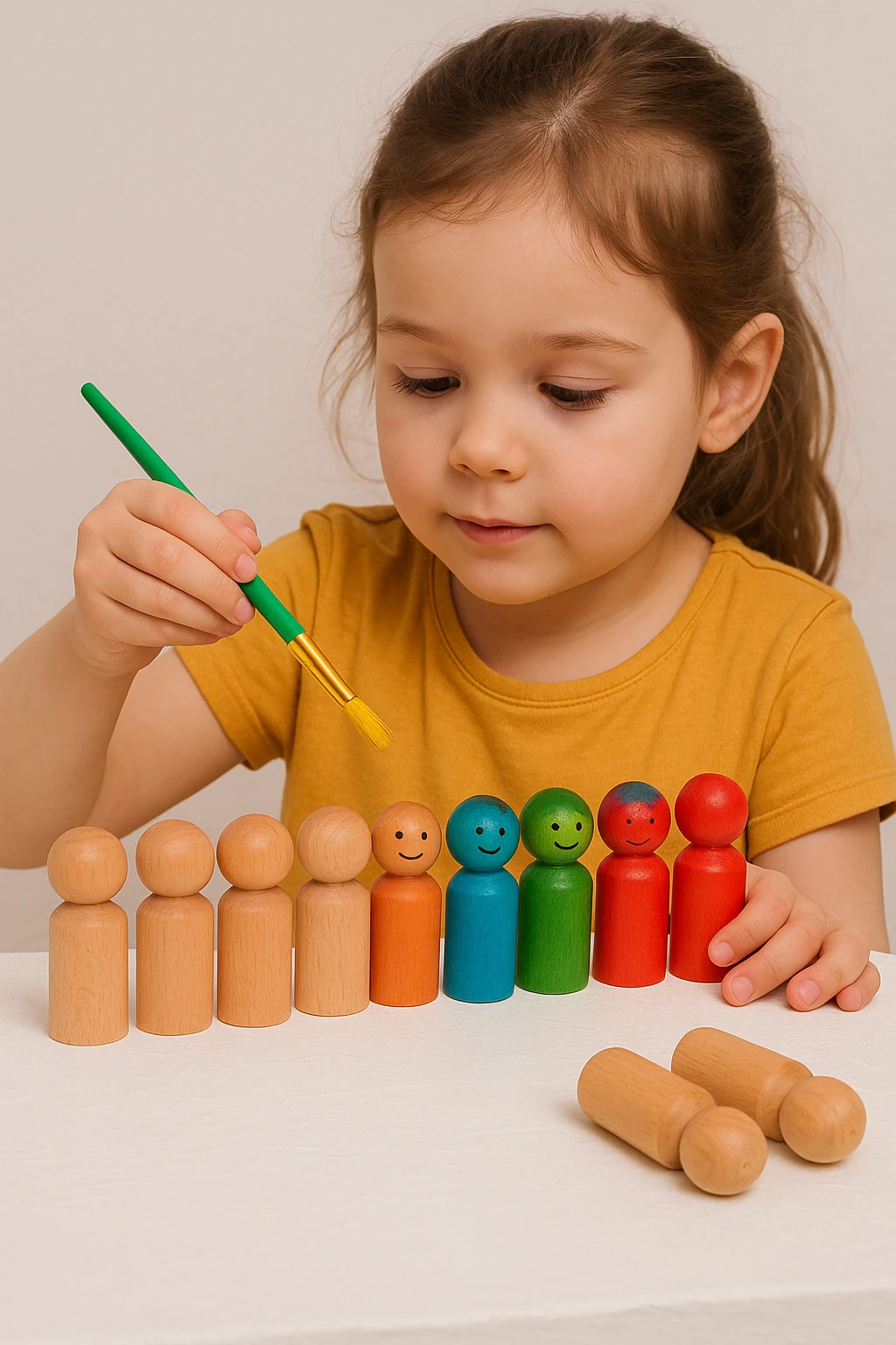 Ahşap El Yapımı 10'li Peg Bebekler