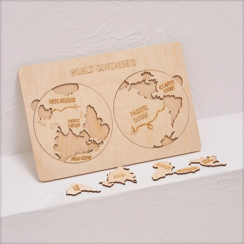 Ahşap Dünya Haritası & Kıtalar