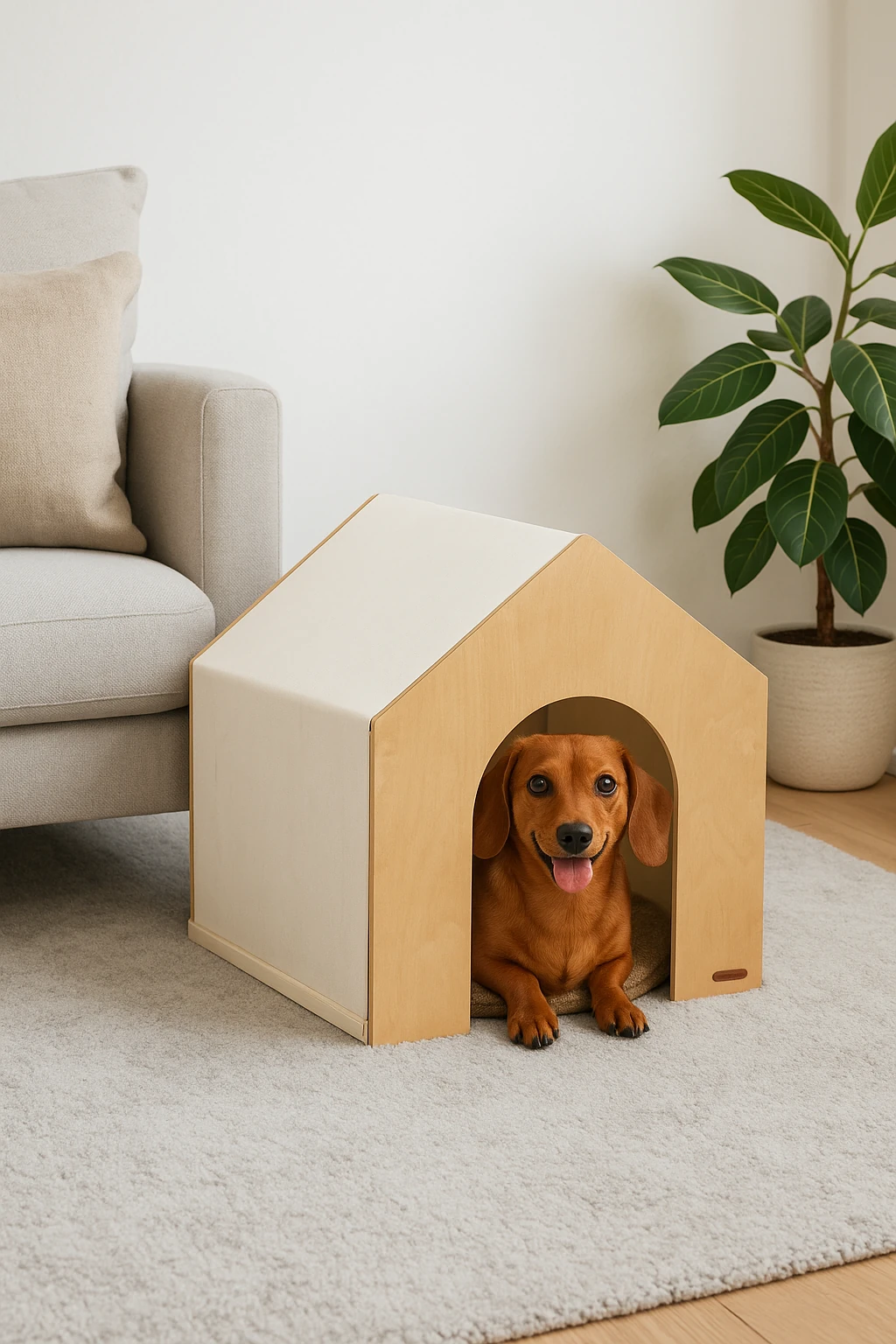 Demonte Ahşap Hava Alabilen Kedi ve Köpek Evi Mavi Çizgili