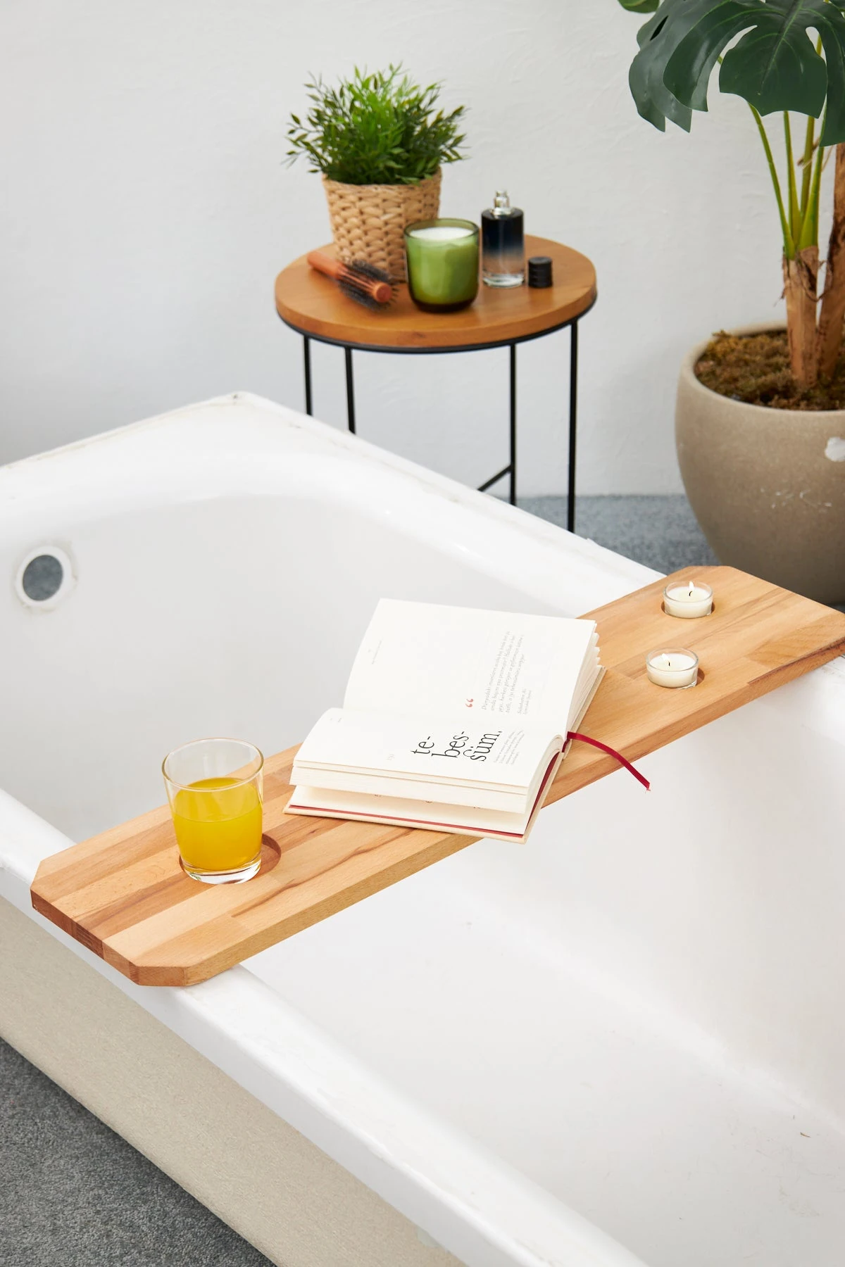 Masif Ağaç Küvet Sehpası  & Küvet Organizatörü L1