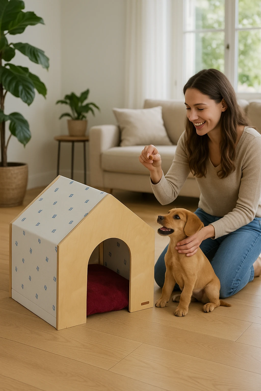 Demonte Ahşap Hava Alabilen Kedi ve Köpek Evi Mavi