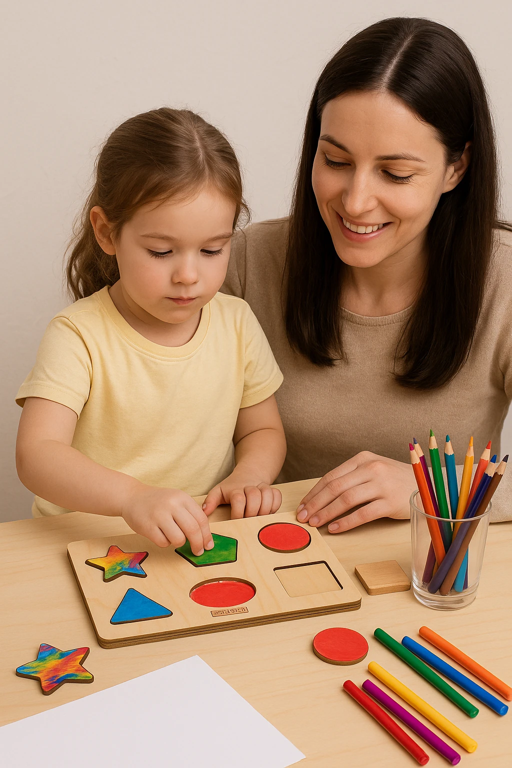 Ahşap Puzzle Geometrik Şekiller