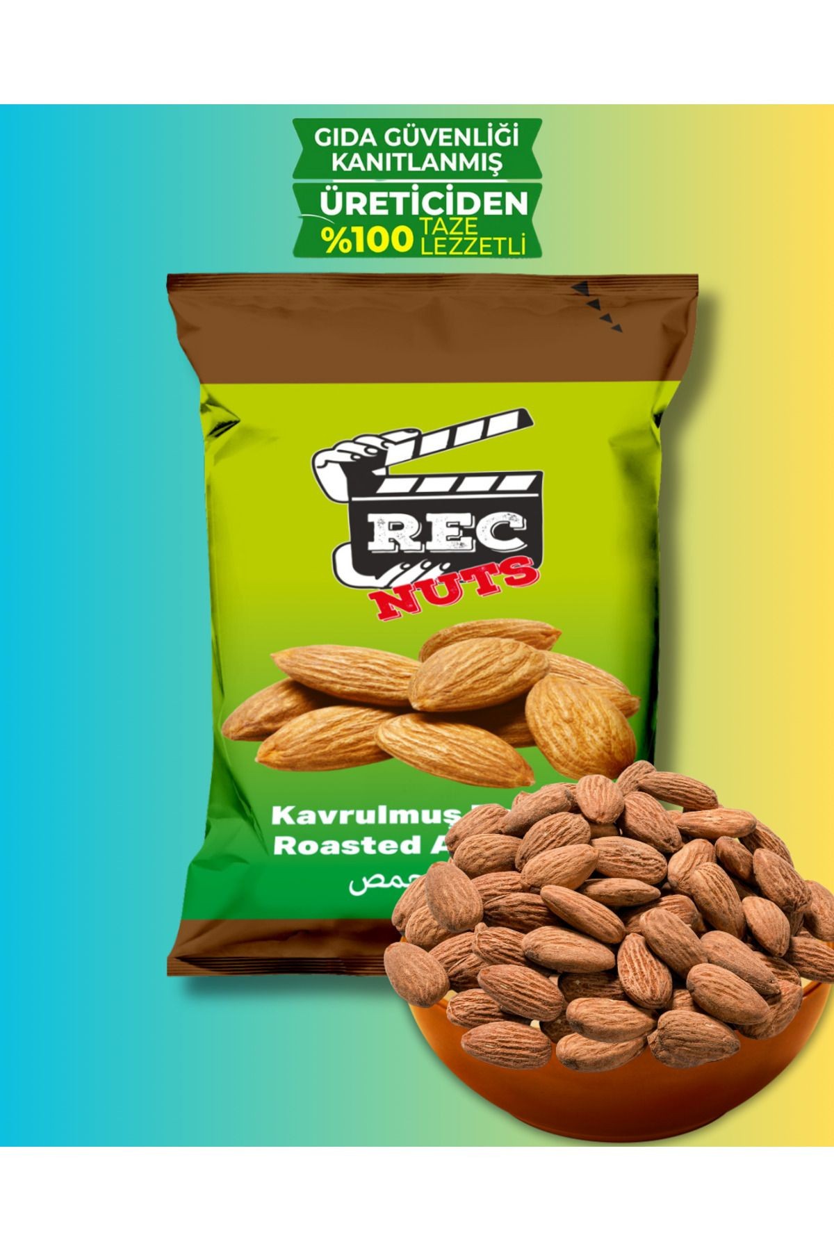 Kavrulmuş Badem 40gr X 3 Adet ( 120gr ) - Fırınlanmış Sağlıklı Atıştırmalık