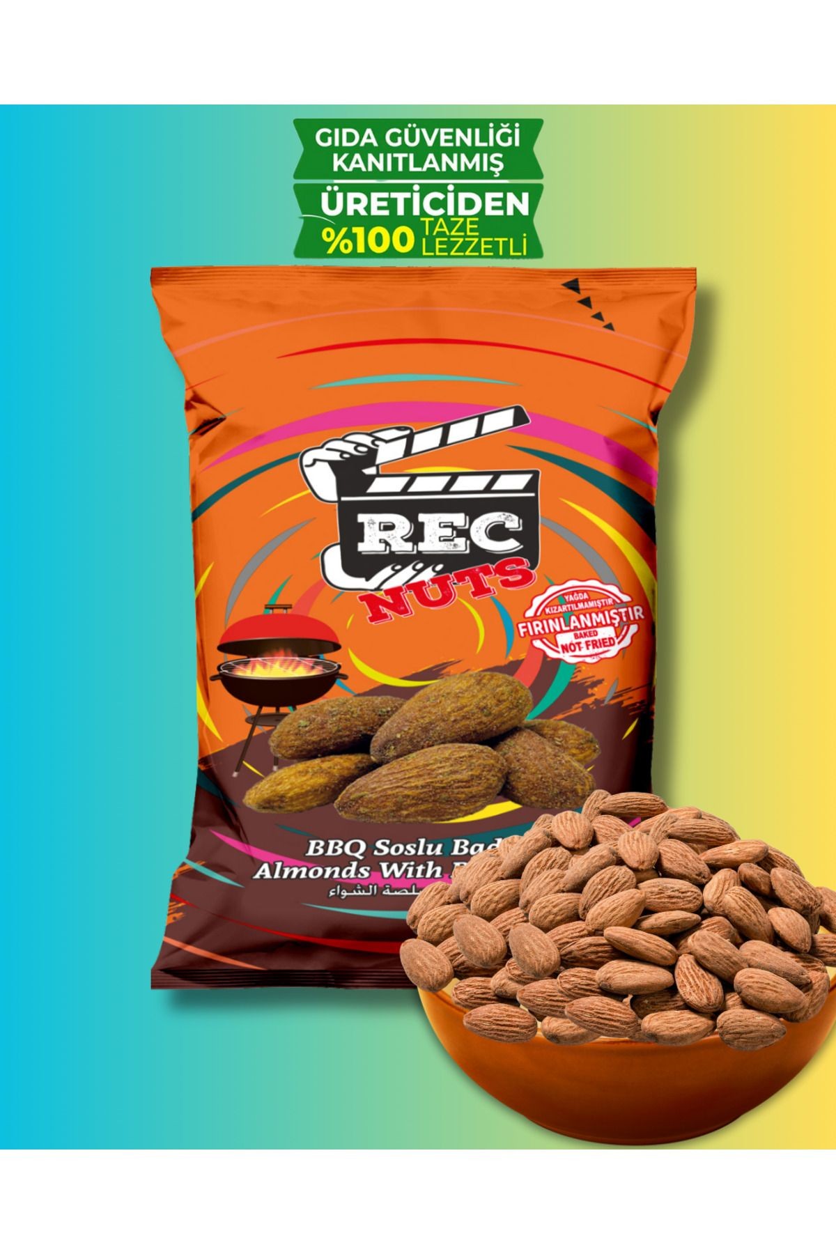 Barbekü Soslu Badem 40gr X 3 Adet ( 120gr ) - Fırınlanmış Sağlıklı Atıştırmalık
