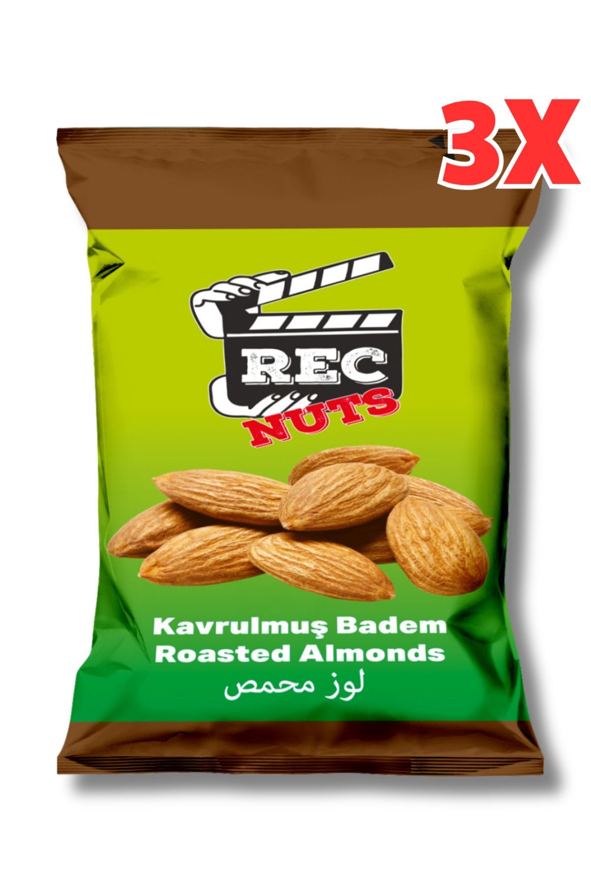 Kavrulmuş Badem 40gr X 3 Adet ( 120gr ) - Fırınlanmış Sağlıklı Atıştırmalık
