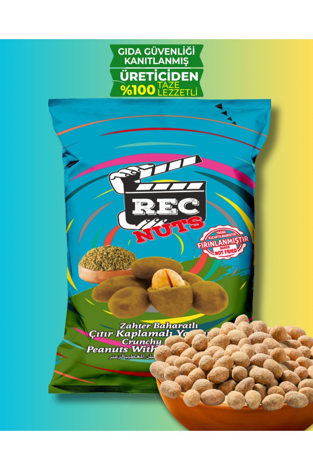 Zahter Baharatlı Çıtır Kaplamalı Fırınlanmış Yer Fıstığı 40gr X 5 Adet Atıştırmalık