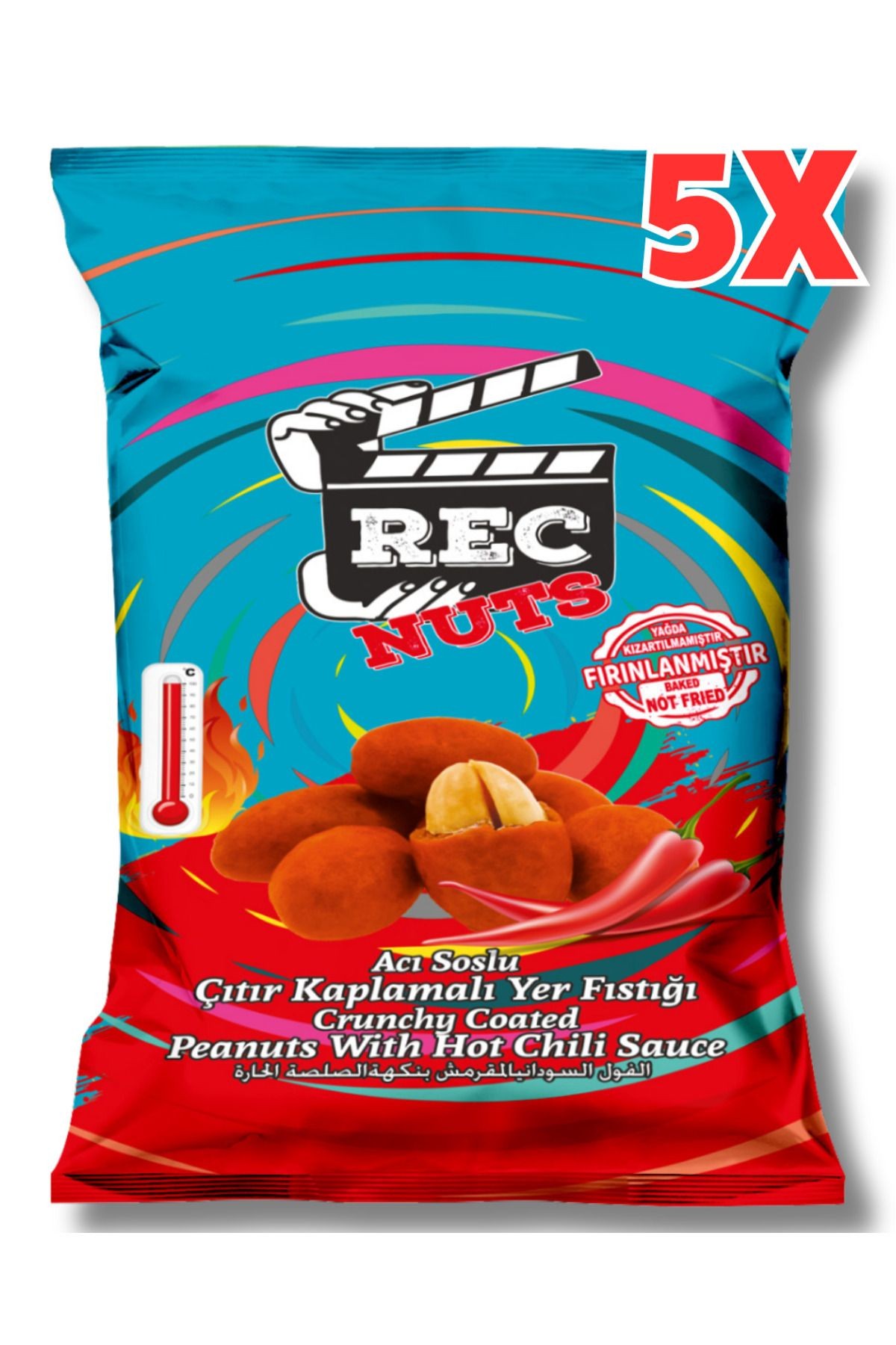 Acı Soslu Çıtır Kaplamalı Fırınlanmış Yer Fıstığı 40 gr X 5 Adet