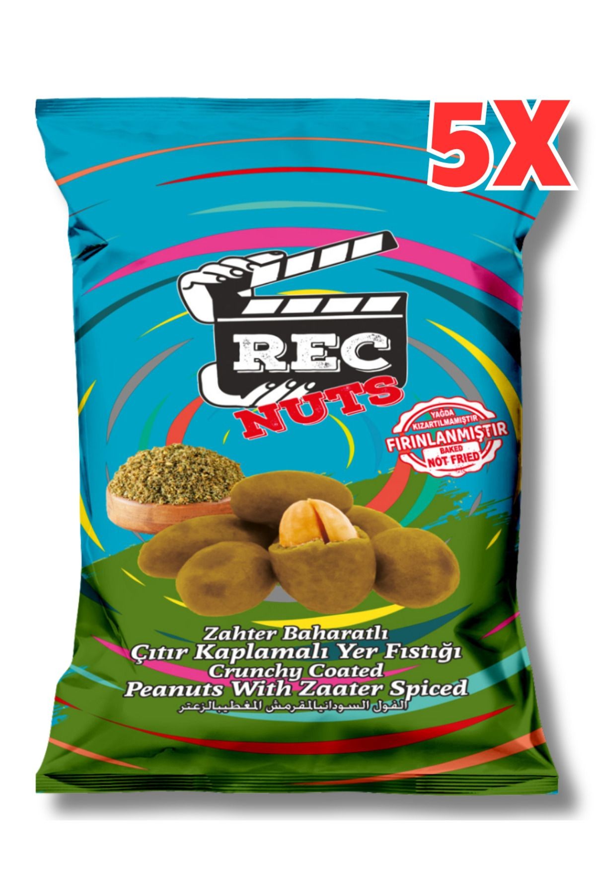 Zahter Baharatlı Çıtır Kaplamalı Fırınlanmış Yer Fıstığı 40gr X 5 Adet Atıştırmalık