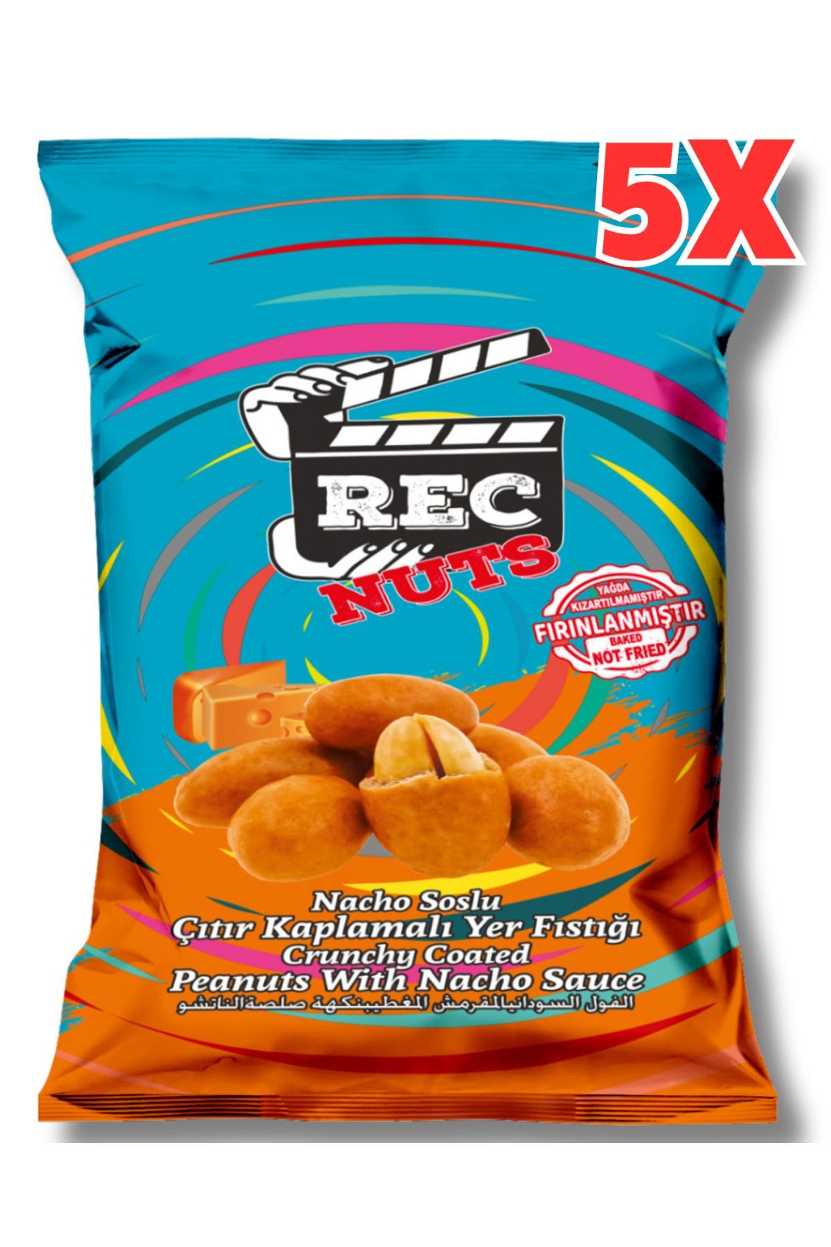 Nacho Soslu Çıtır Kaplamalı Fırınlanmış Yer Fıstığı 40gr X 5 Adet Atıştırmalık